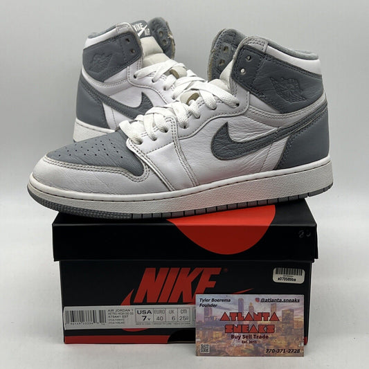 Size 7 - Jordan 1 Retro High OG Stealth White Grey Leather (575441-037)