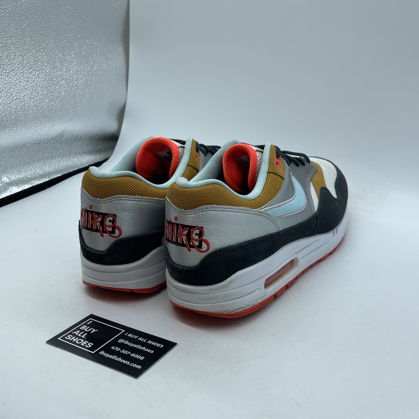 Size 11.5 - Nike Air Max 1 Graffiti Black White Grey Suede Leather (CZ8138-100)
