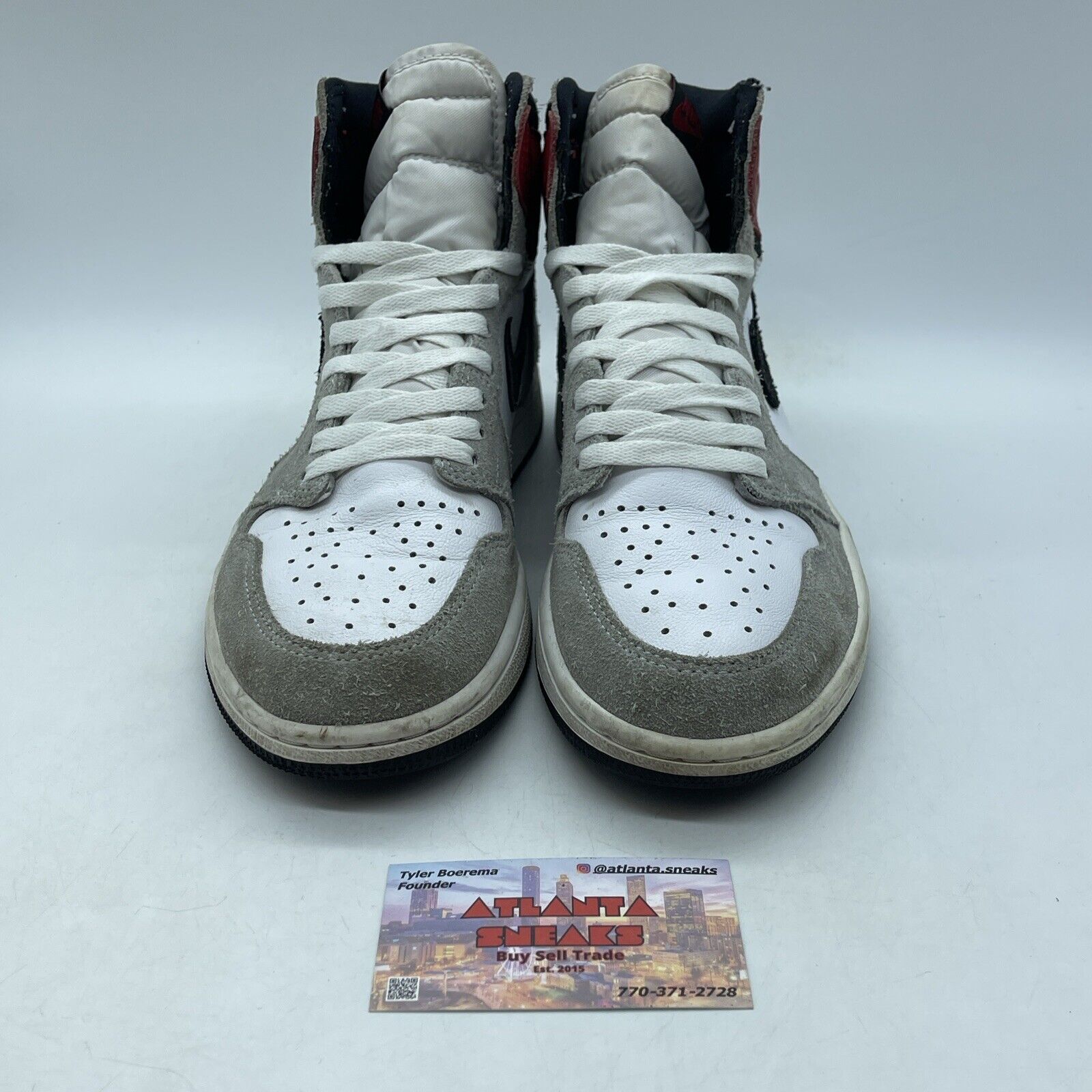 Size 9 - Jordan 1 Retro High OG Smoke Gray Black Suede Red Leather (555088-126)