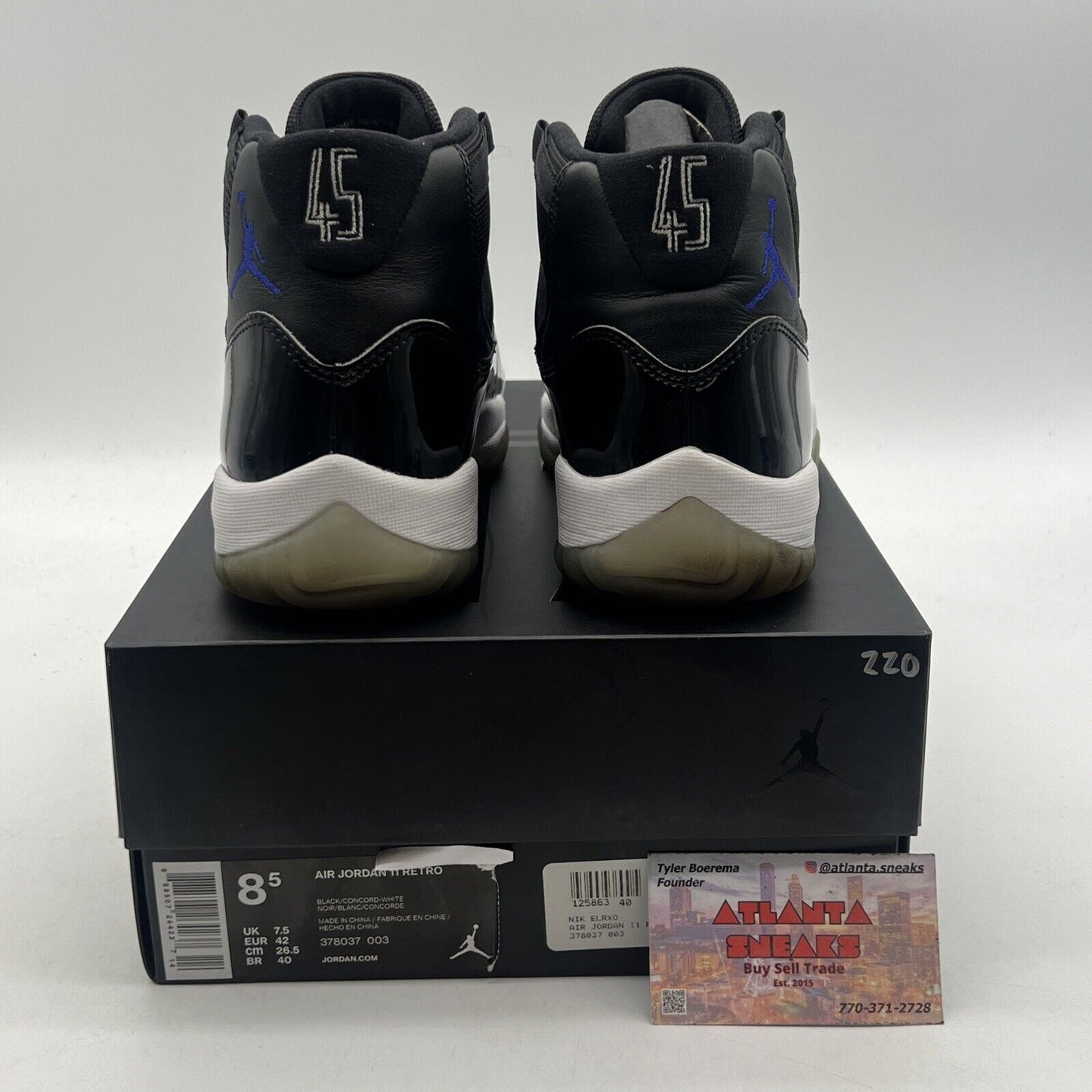 Size 8.5 - Jordan 11 Retro High Space Jam Black White Blue Leather (378037-003)