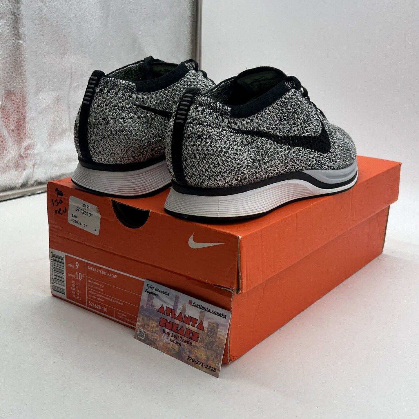 Size 9 - Nike Flyknit Racer Oreo 1.0 (526628-101)