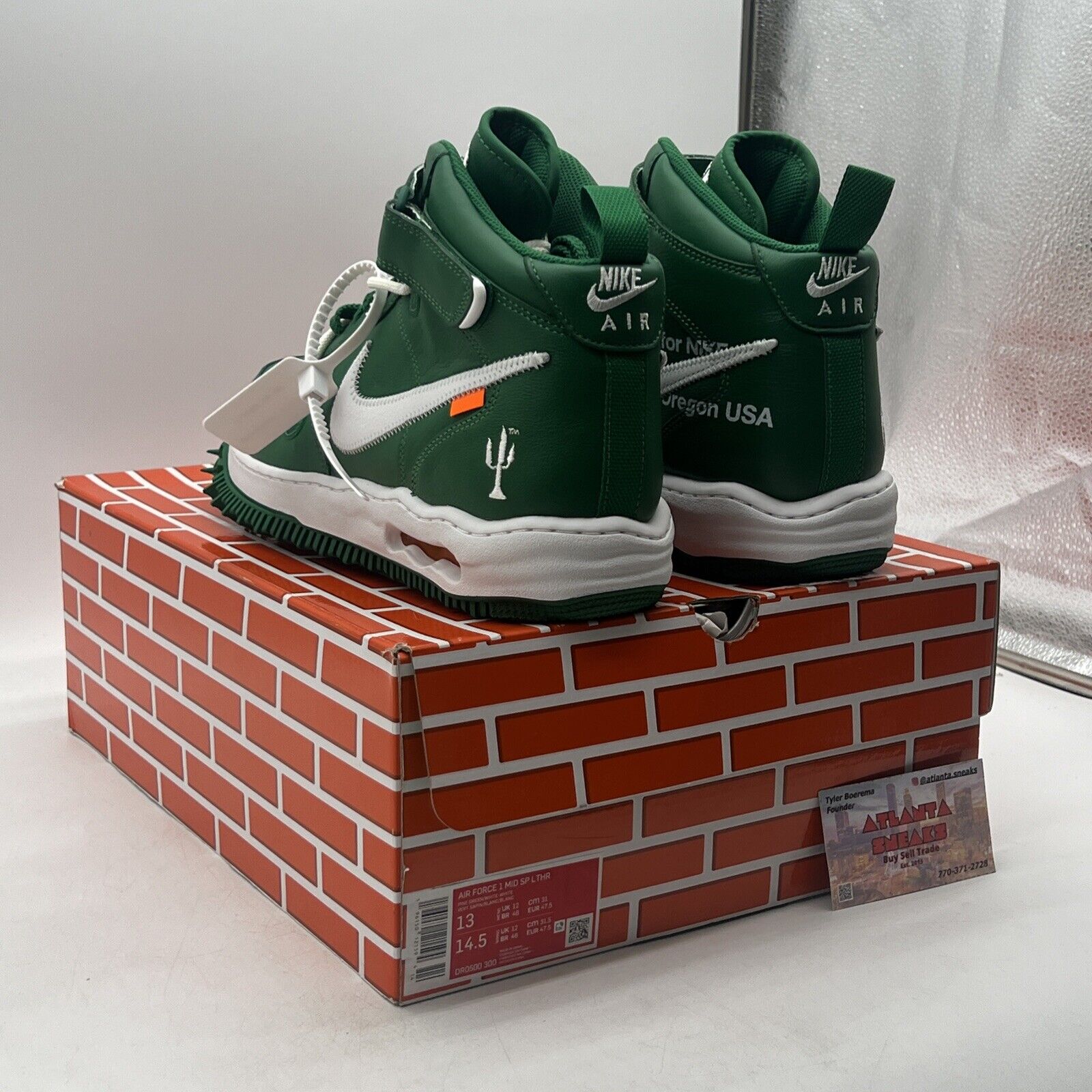 Size 13 - Nike Off-White x Air Force 1 SP Leather Mid Pine Green (DR0500-300)