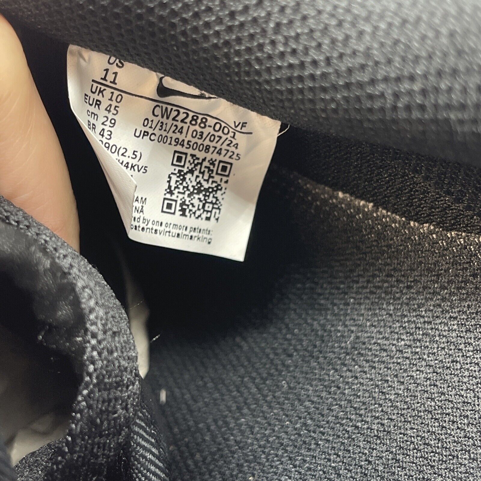 Size 11 - Nike Air Force 1 '07 Low Triple Black Silver Leather (CW2288-001)