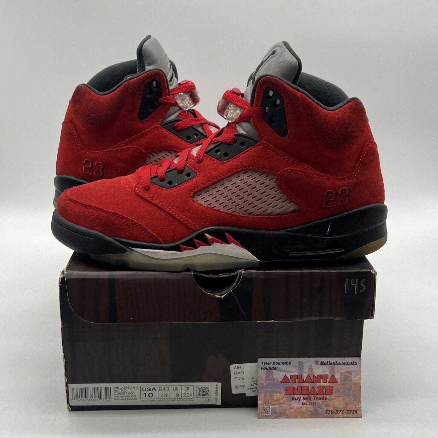 Size 10 - Jordan 5 Retro Mid Raging Bull Black Grey Suede (DD0587-600)