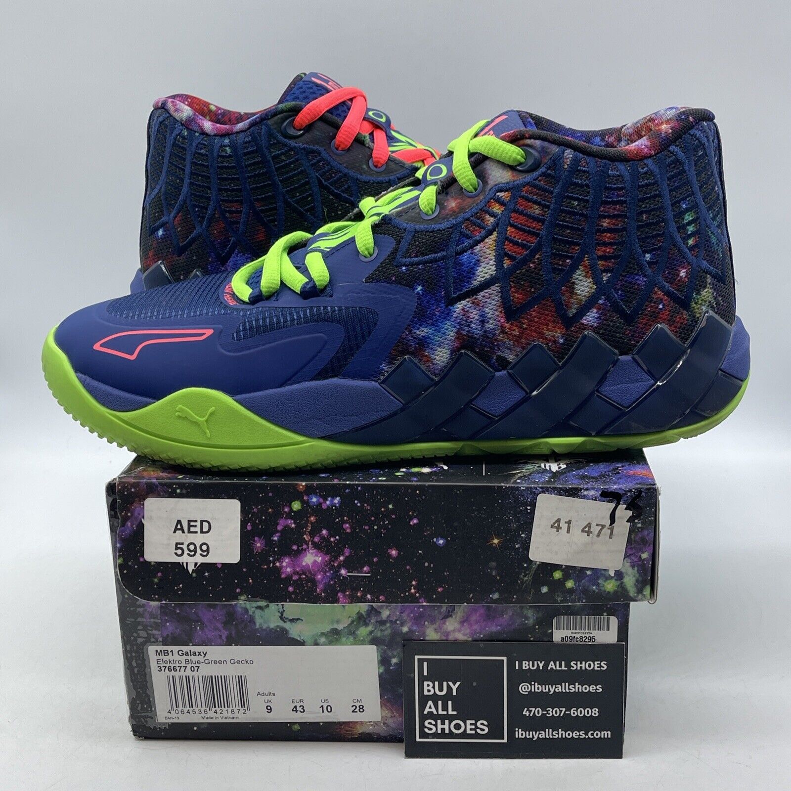 Size 10 - PUMA MB.01 Galaxy Black Blue Green Suede Leather (376677-07)
