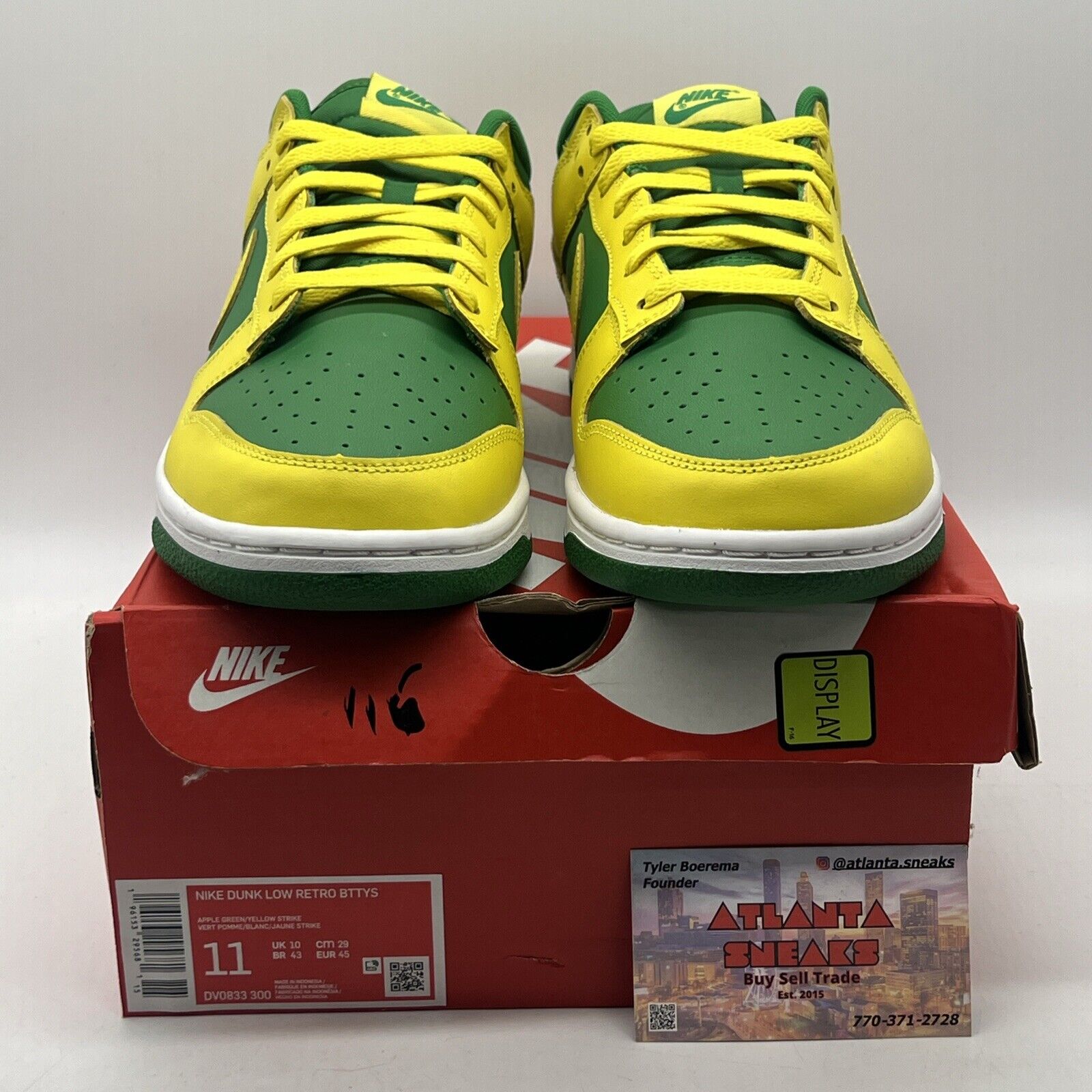 Size 11 - Nike Dunk Low Reverse Brazil Green Yellow Leather (DV0833-300)