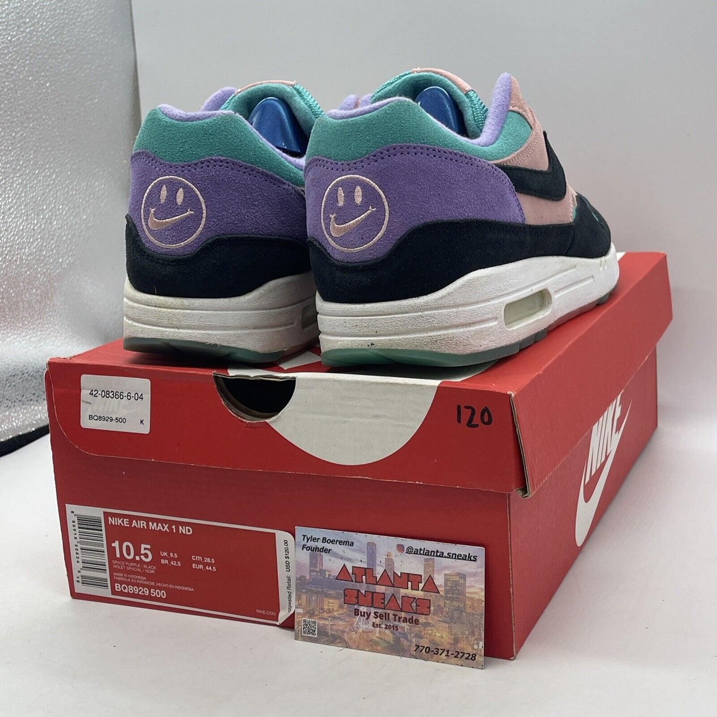 Size 10.5 - Nike Air Max 1 Have A Nike Day Pink Black Blue Suede (BQ8929-500)