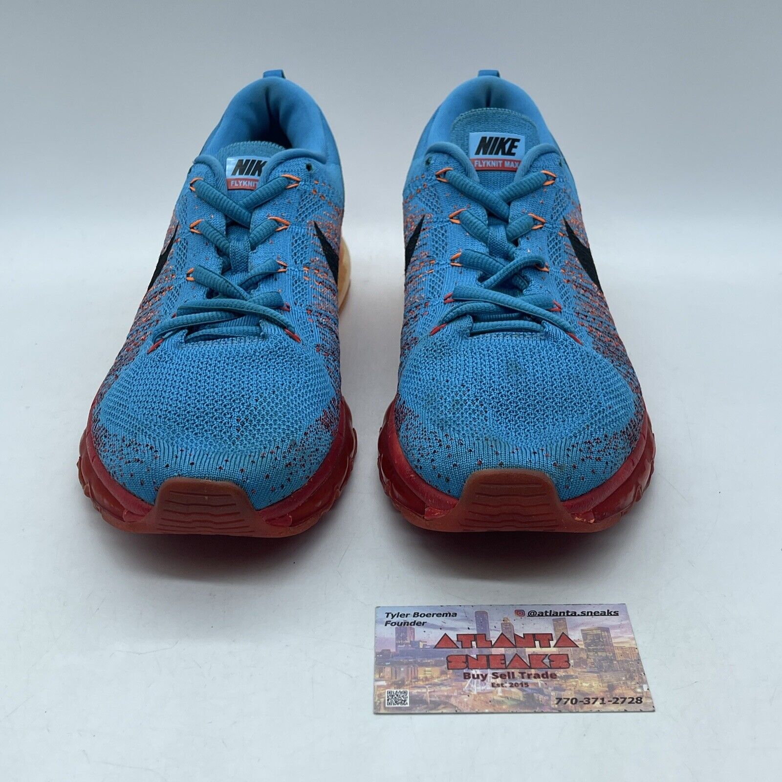 Size 10.5 - Nike Flyknit Max Vivid Blue Orange Red Suede (620469-406)