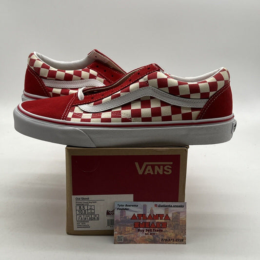 Size 8.5 - Vans Old Skool Shoes Red N White Checkered (VN0A38G1P0T)