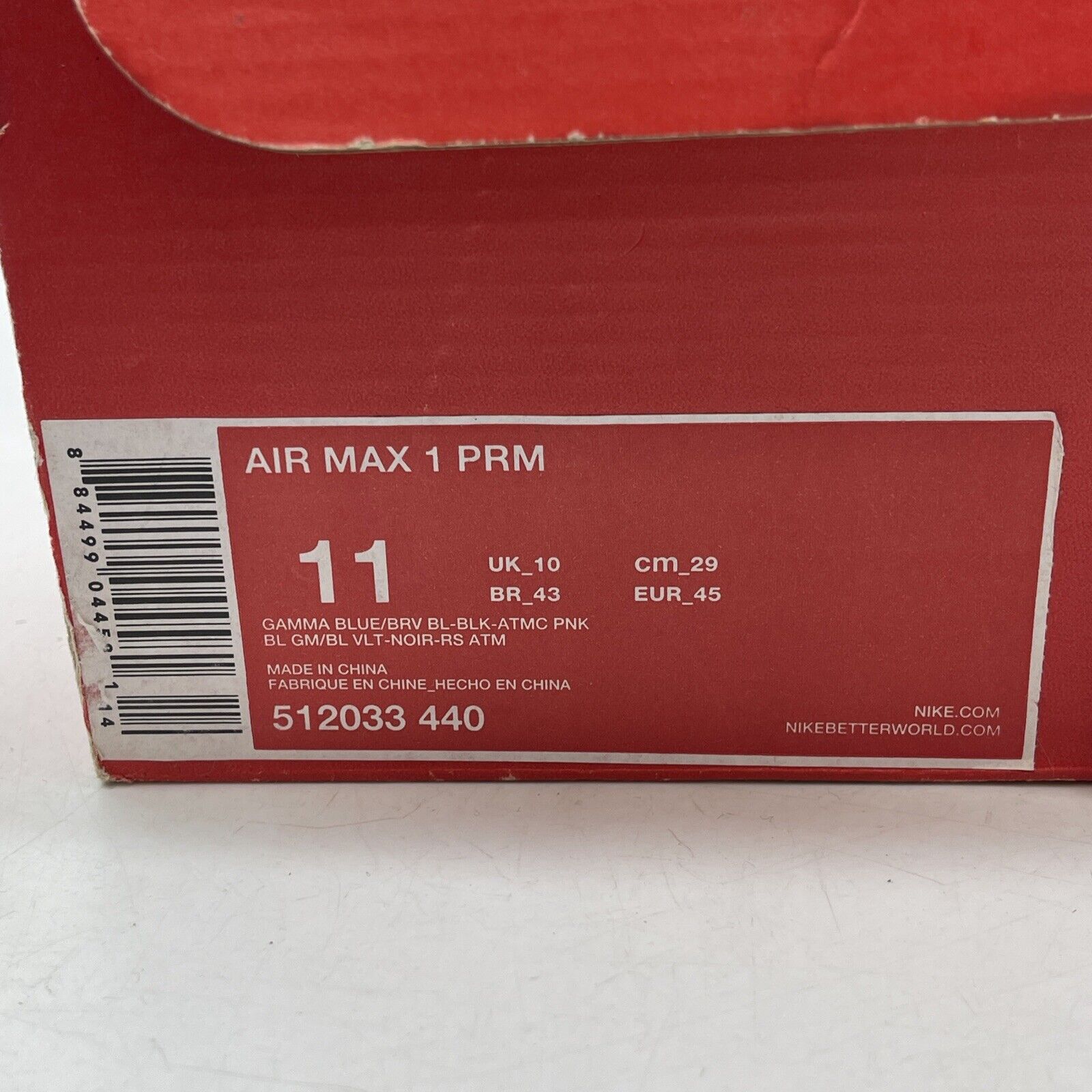 Size 11 - Nike Air Max 1 Prm Gamma Blue Atomic Pink Suede White (512033-440)
