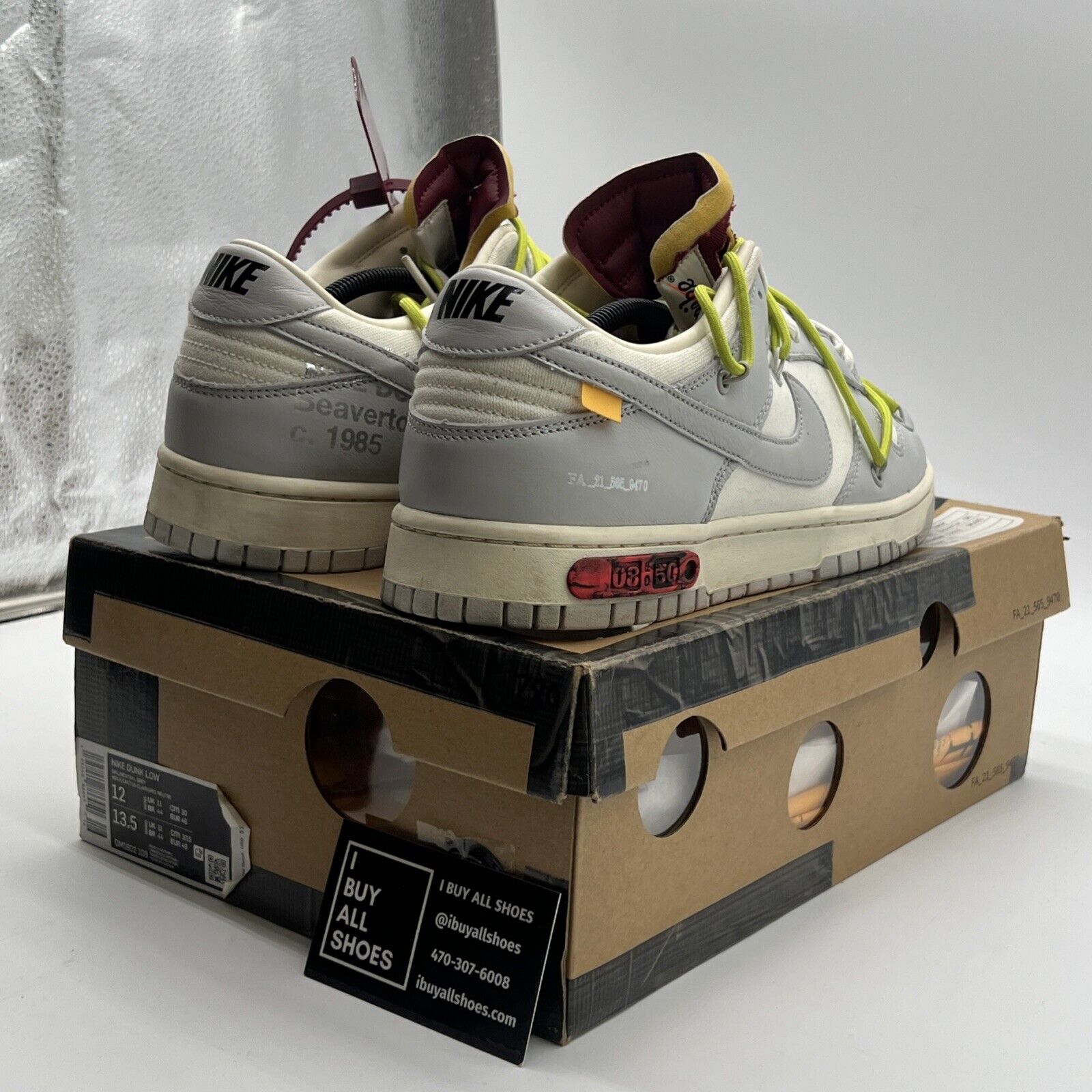 Size 12 - Nike Off-White x Dunk Low Lot 08 of 50 (DM1602-106)