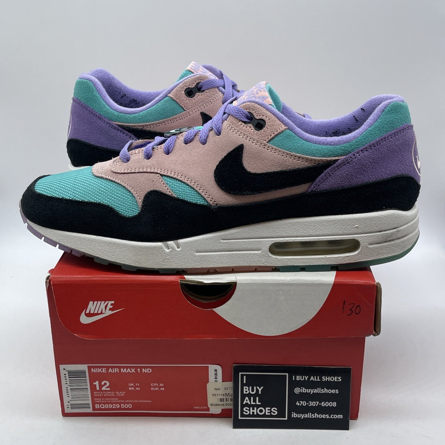 Size 12 - Nike Air Max 1 Have A Nike Day Black Purple Pink Suede (BQ8929-500)