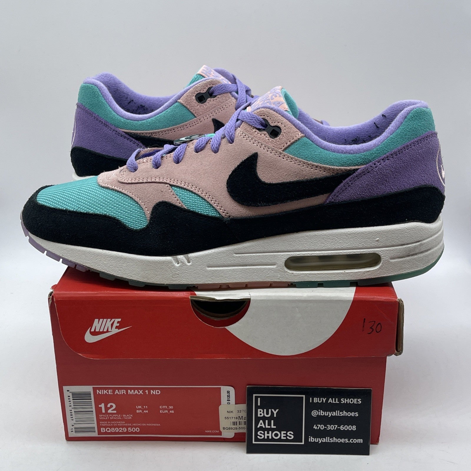 Size 12 - Nike Air Max 1 Have A Nike Day Black Purple Pink Suede (BQ8929-500)