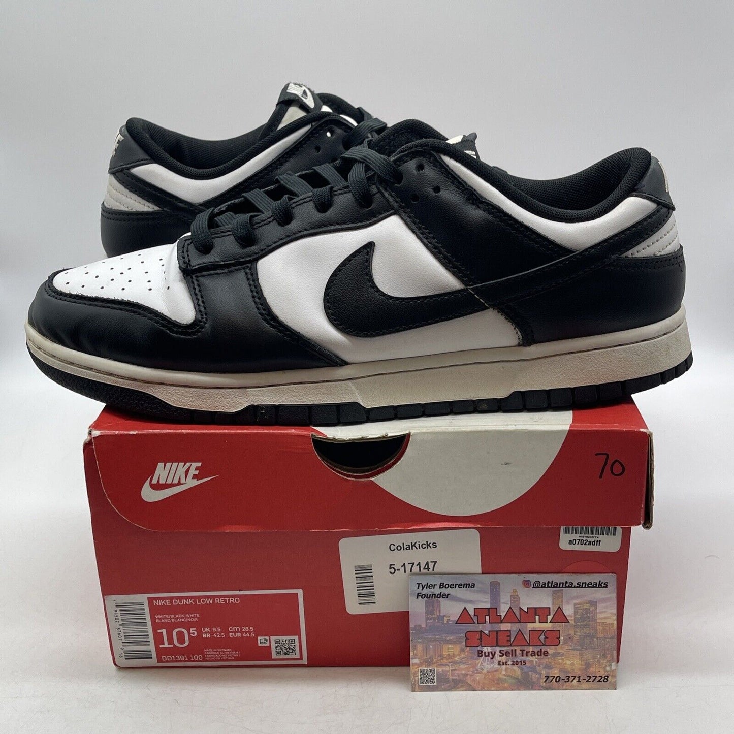 Size 10.5 - Nike Dunk Low Black White Leather (DD1391-100)