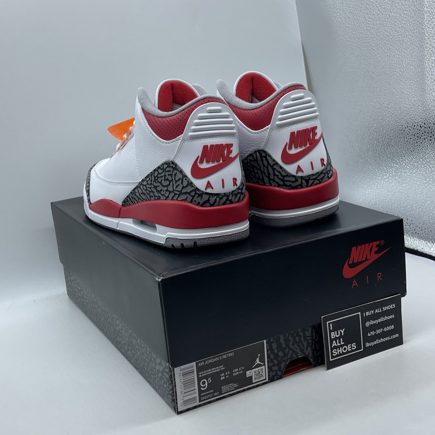 Size 9.5 - Jordan 3 Retro Mid Fire Red White Suede Leather (DN3707-160)