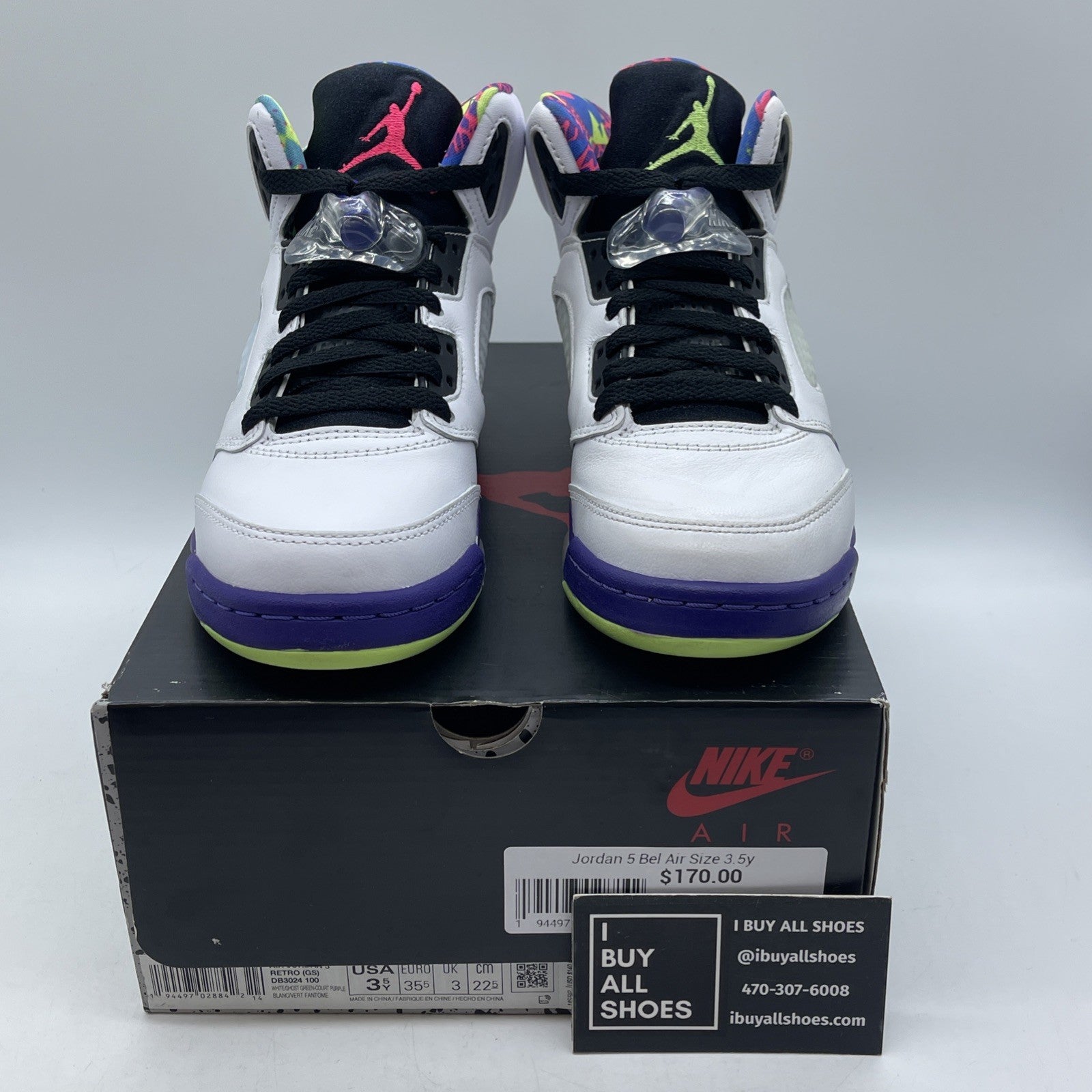 Size 3.5Y - Jordan 5 Retro Alternate Bel-Air White Leather (DB3024-100)