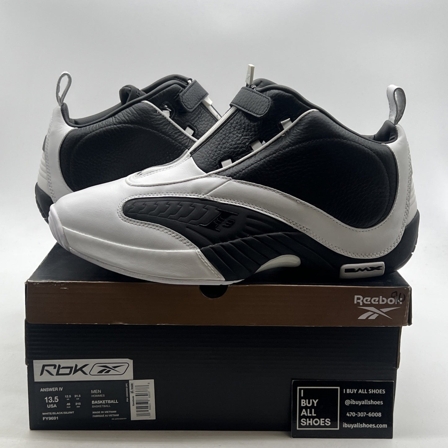 Size 13.5 - Reebok Answer 4 White Black (FY9691)