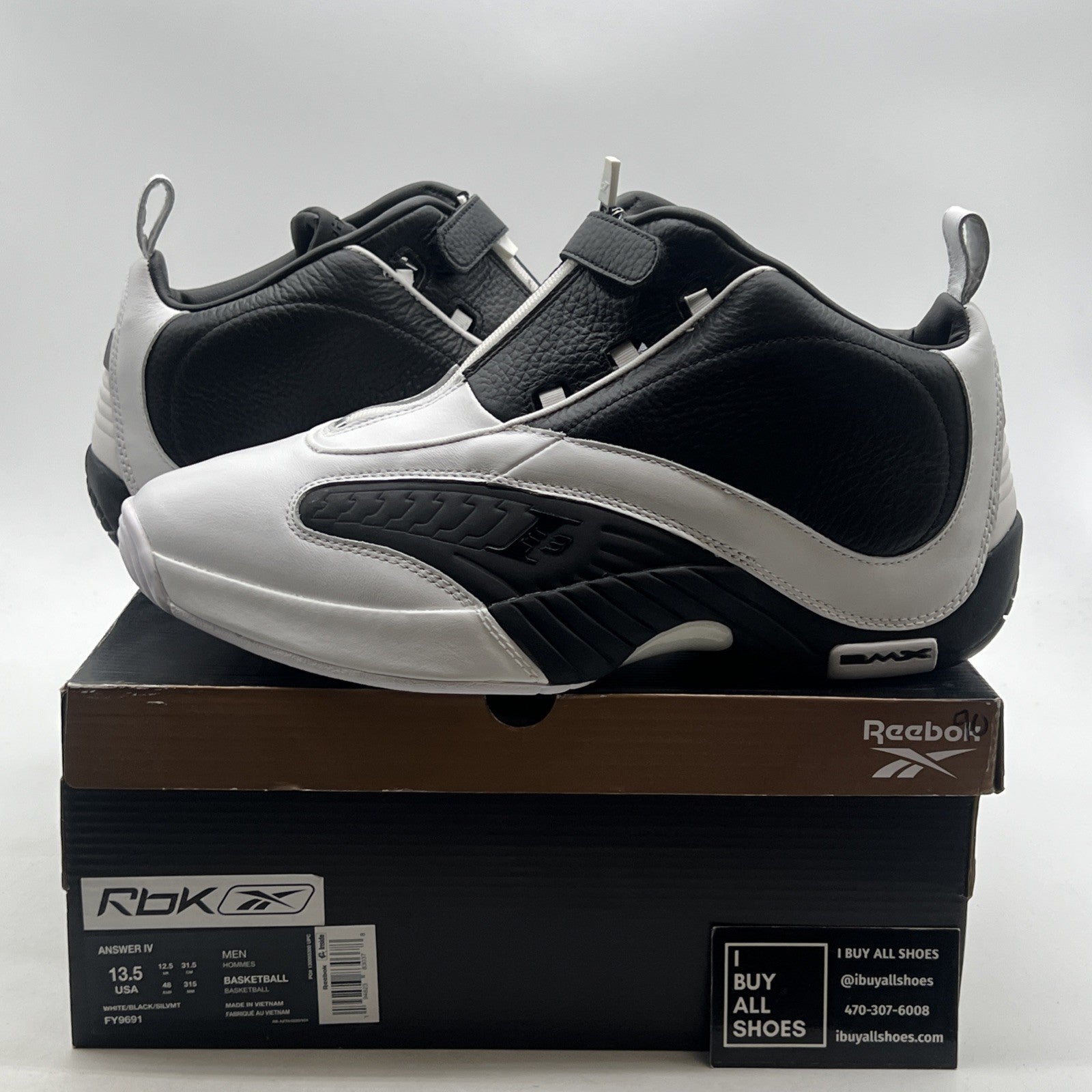 Size 13.5 - Reebok Answer 4 White Black (FY9691)
