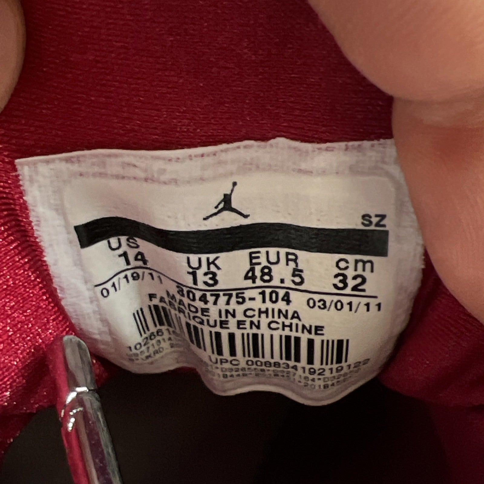 Size 14 - Air Jordan 7 Retro 2011 Cardinal (304775-104)