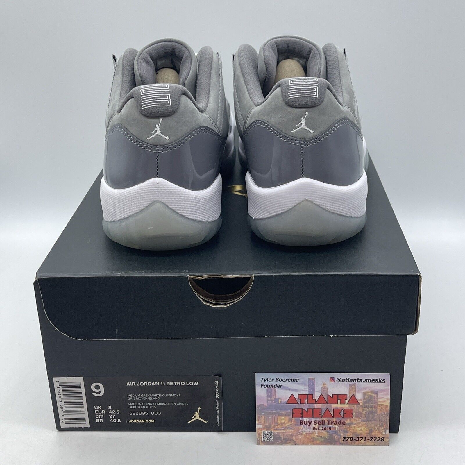 Size 9 - Jordan 11 Retro Low Cool Grey White Suede Leather (528895-003)