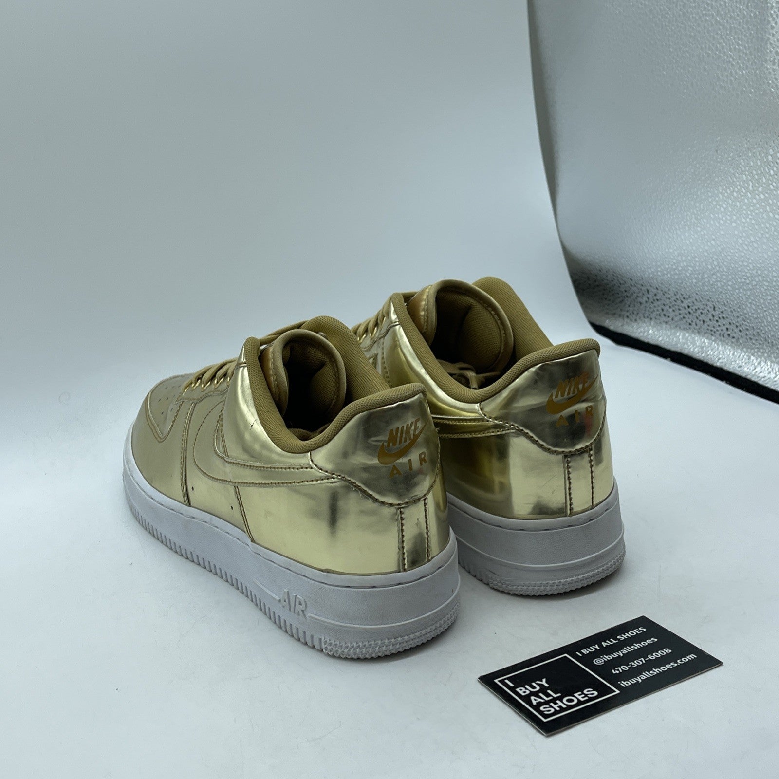 Size 12W- Nike Air Force 1 SP Liquid Metal Gold Leather (CQ6566-700)