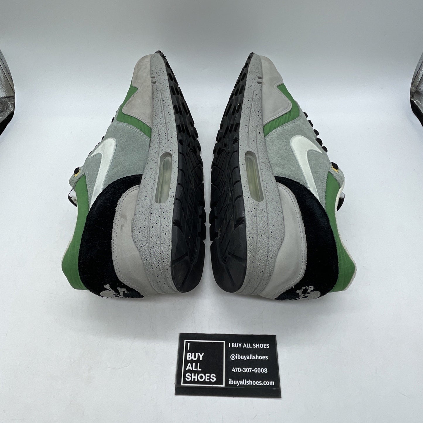 Size 13 - Nike Air Max 1 Skulls Pack - Classic Green Grey Suede (307133-301)