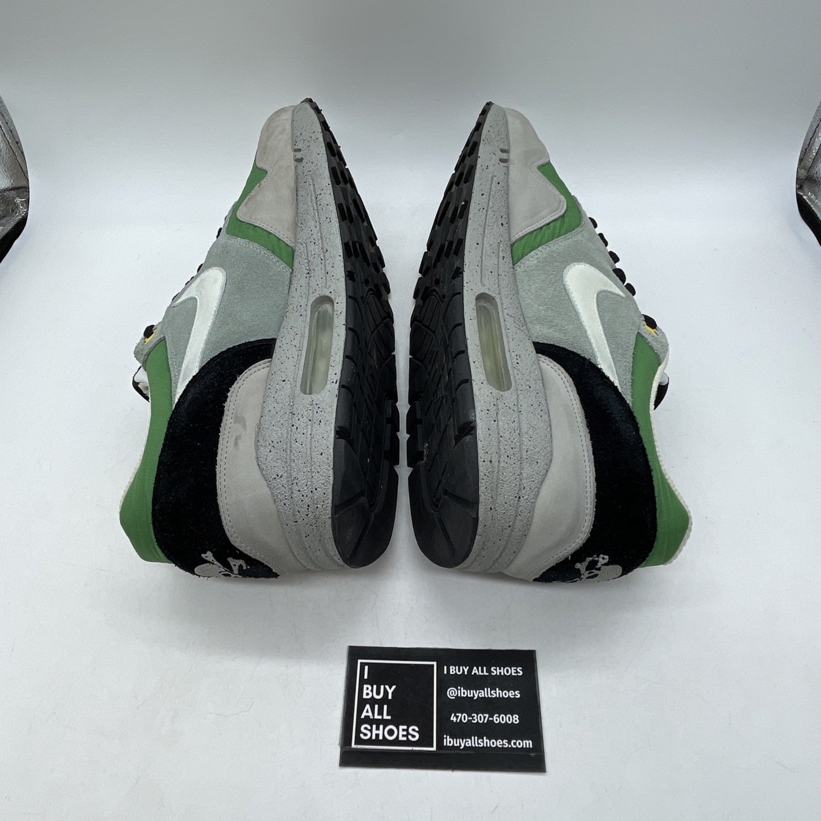 Size 13 - Nike Air Max 1 Skulls Pack - Classic Green Grey Suede (307133-301)