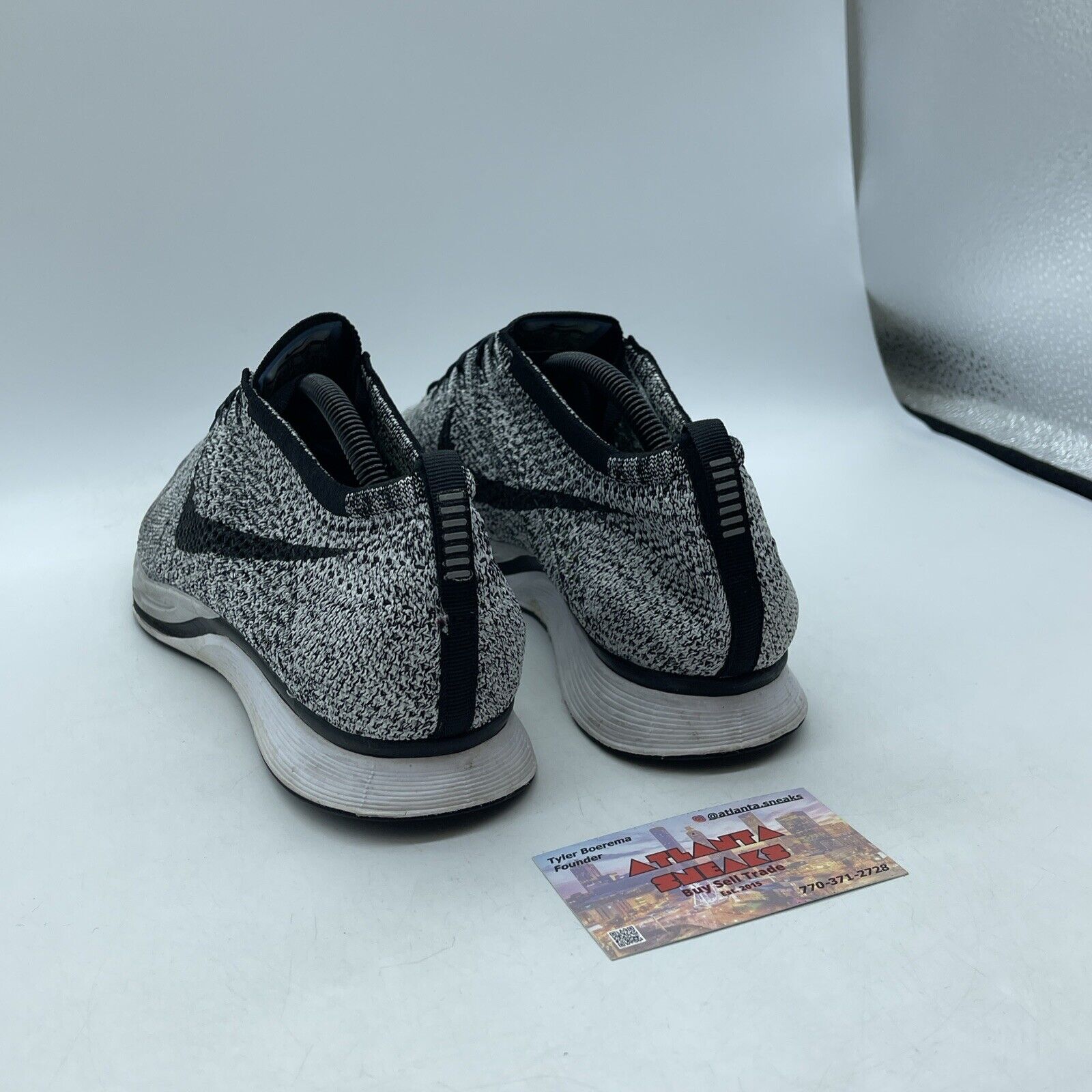 Size 11 - Nike Flyknit Racer Oreo 1.0 Black White Suede (526628-101)