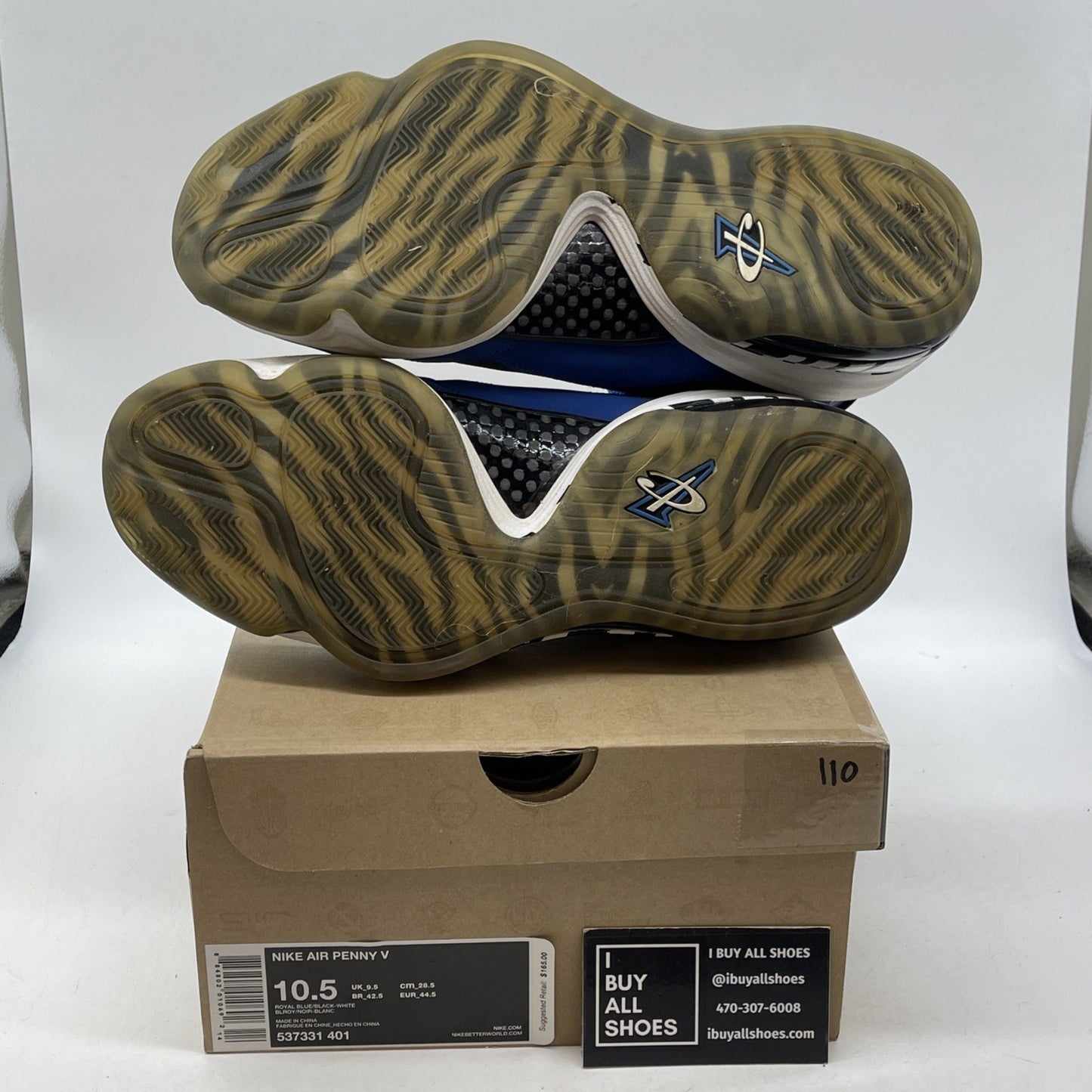 Size 10.5 - Nike Air Penny 5 Memphis Tigers Blue Black Suede (537331-401)