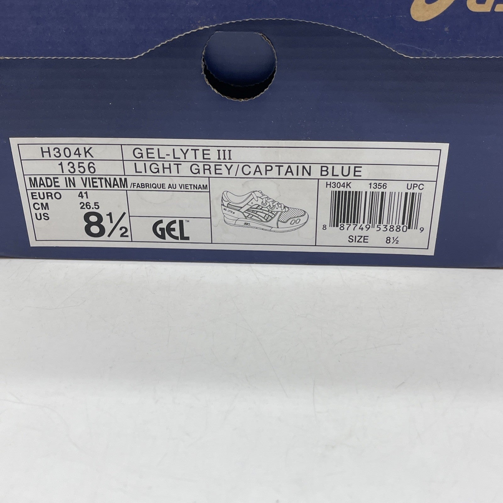 Size 8.5 - Asics Gel-Lyte III Light Grey/Captain Blue (H304K)