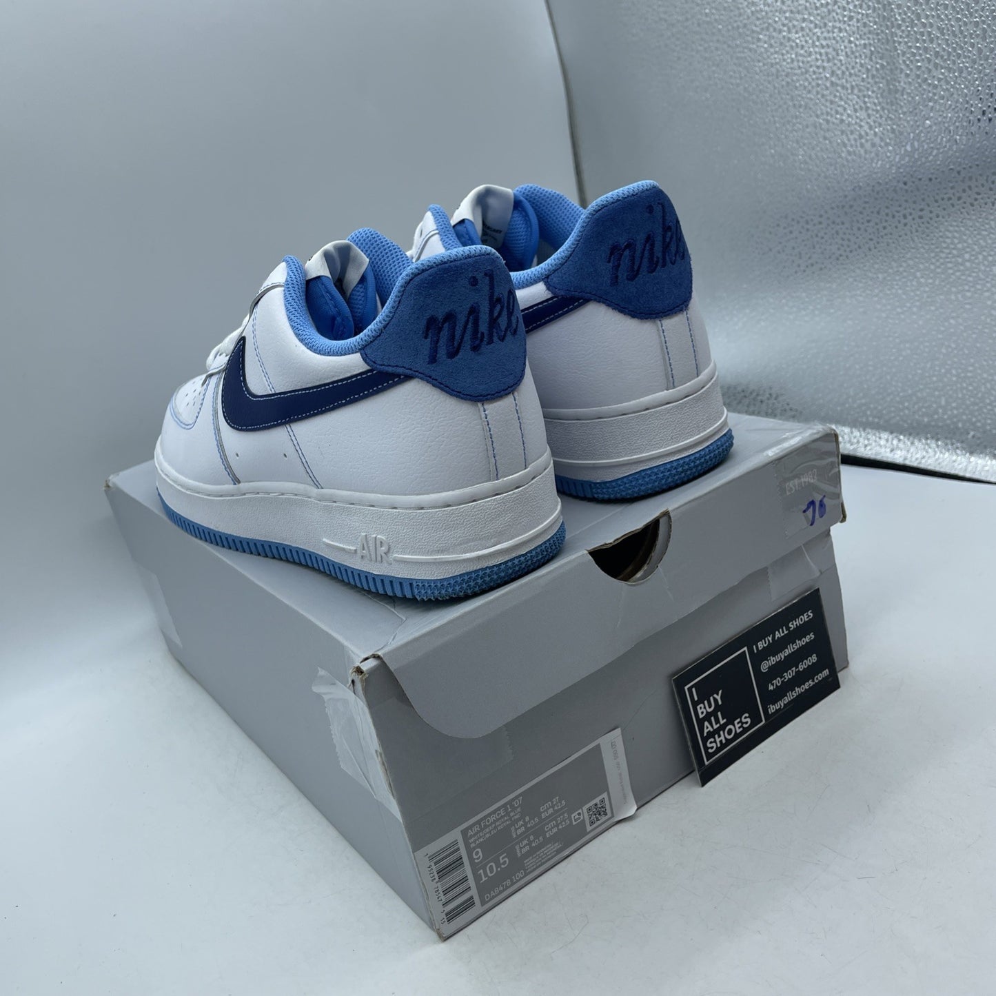 Size 9 - Nike Air Force 1 '07 First Use - White University Blue (DA8478-100)