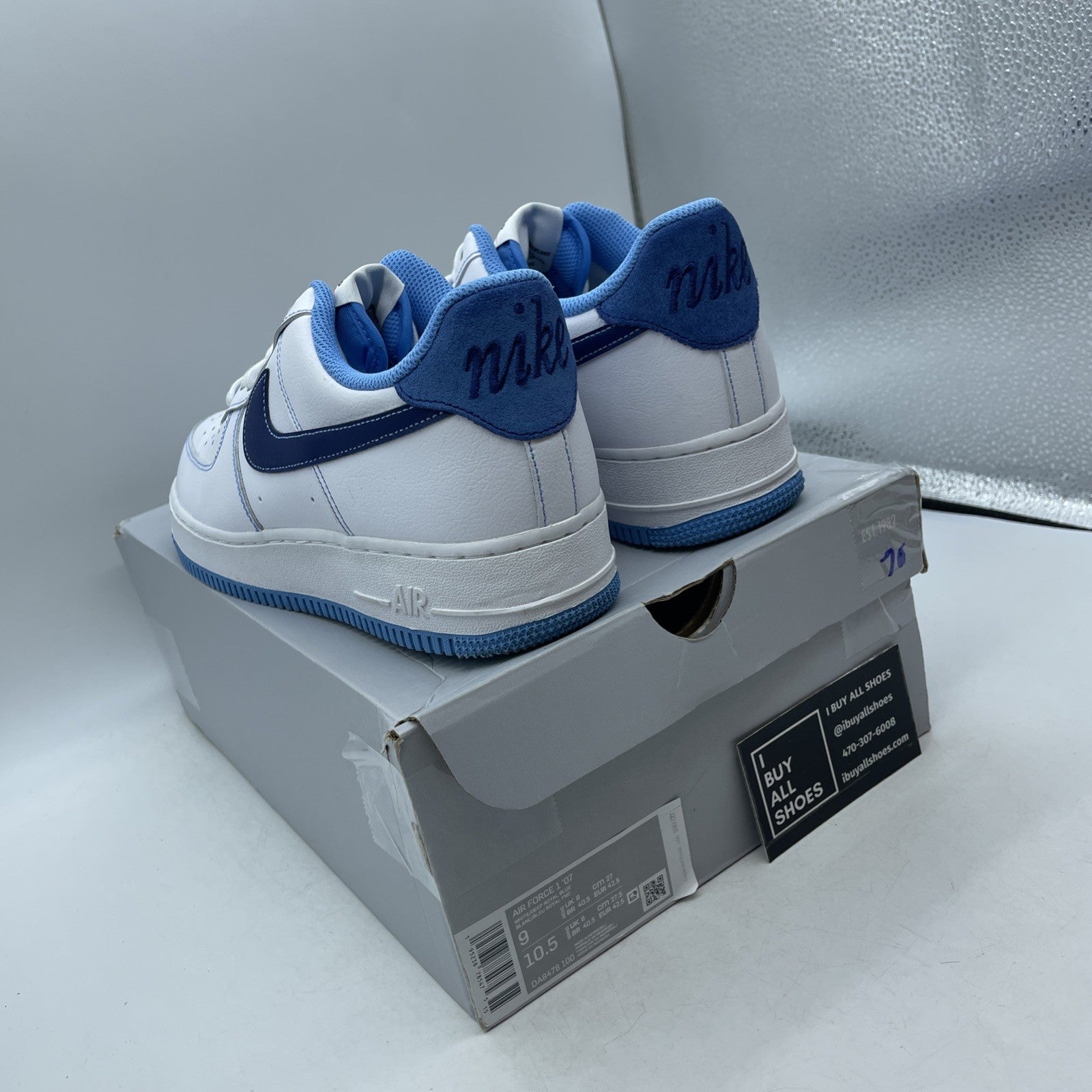 Size 9 - Nike Air Force 1 '07 First Use - White University Blue (DA8478-100)