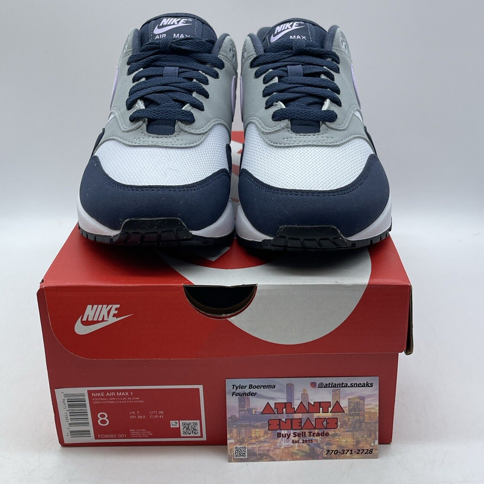 Size 8 - Nike Air Max 1 Obsidian Lilac Bloom Blue Purple Suede (FD9082-001)