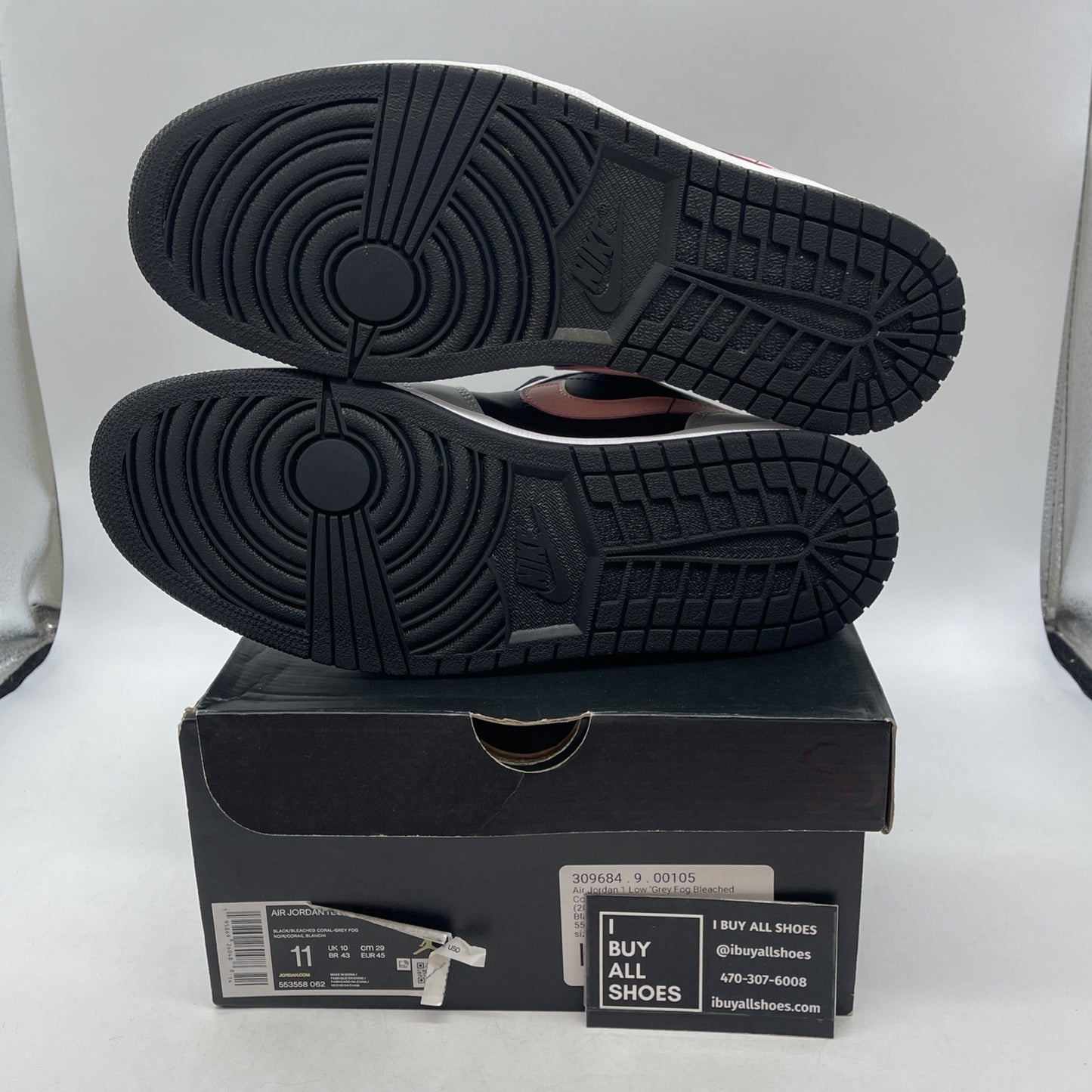 Size 11 - Air Jordan 1 Low Grey Fog Bleached Coral (553558-062)