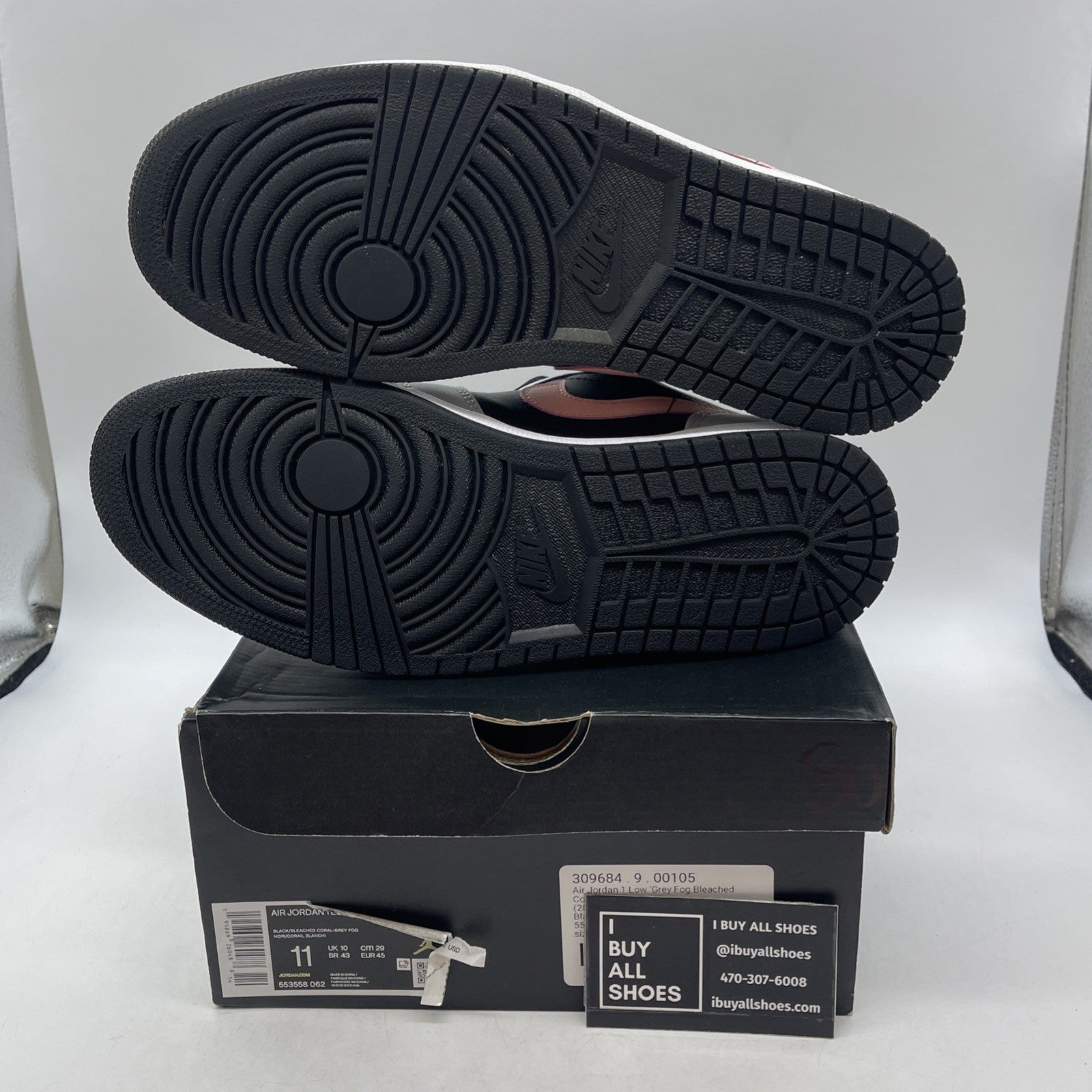 Size 11 - Air Jordan 1 Low Grey Fog Bleached Coral (553558-062)