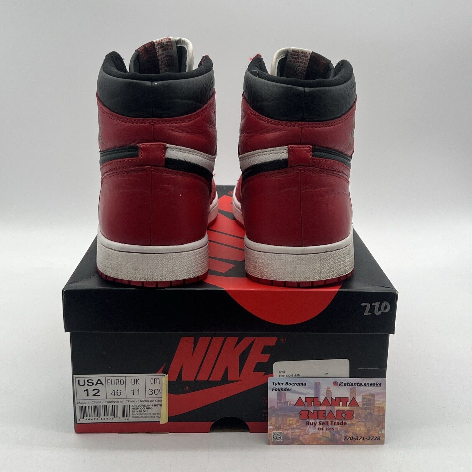 Size 12 - Air Jordan 1 Retro OG NRG High Homage to Home Black Red (861428-061)