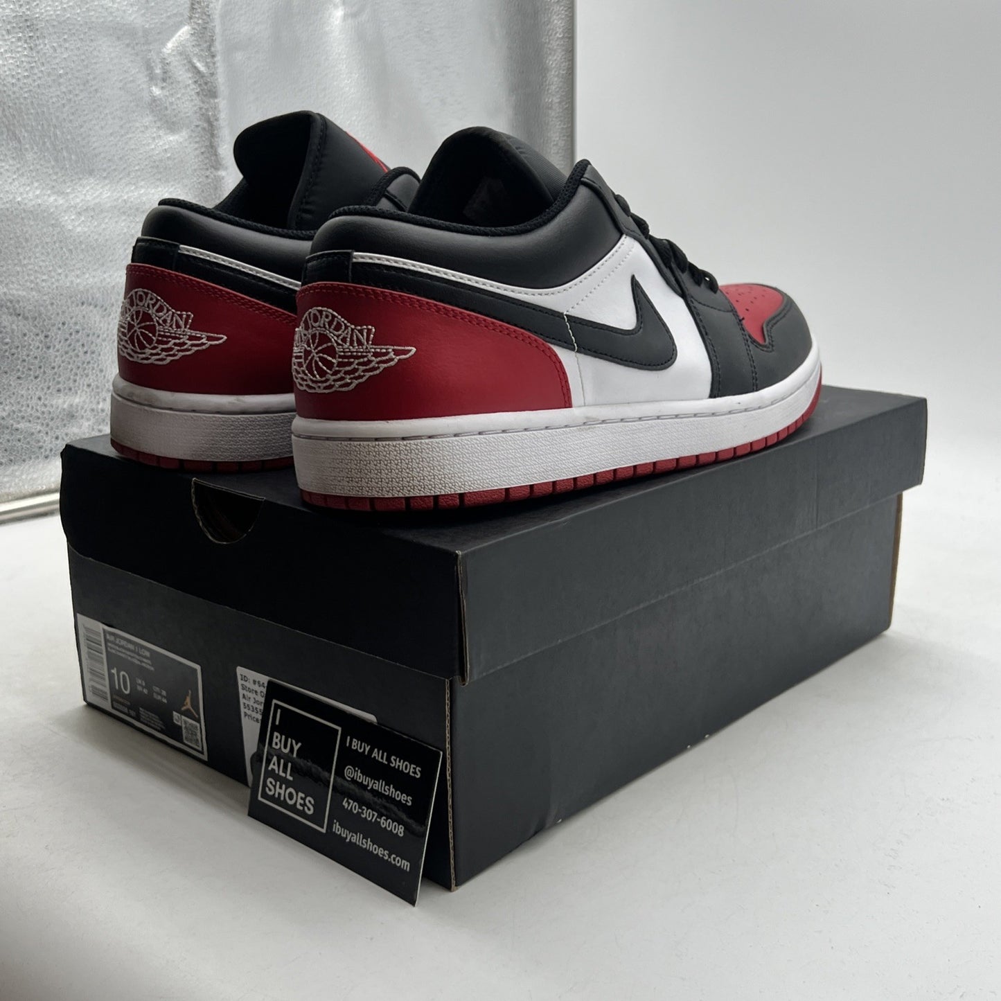 Size 10 - Air Jordan 1 Low Bred Toe 2.0 (553558-161)
