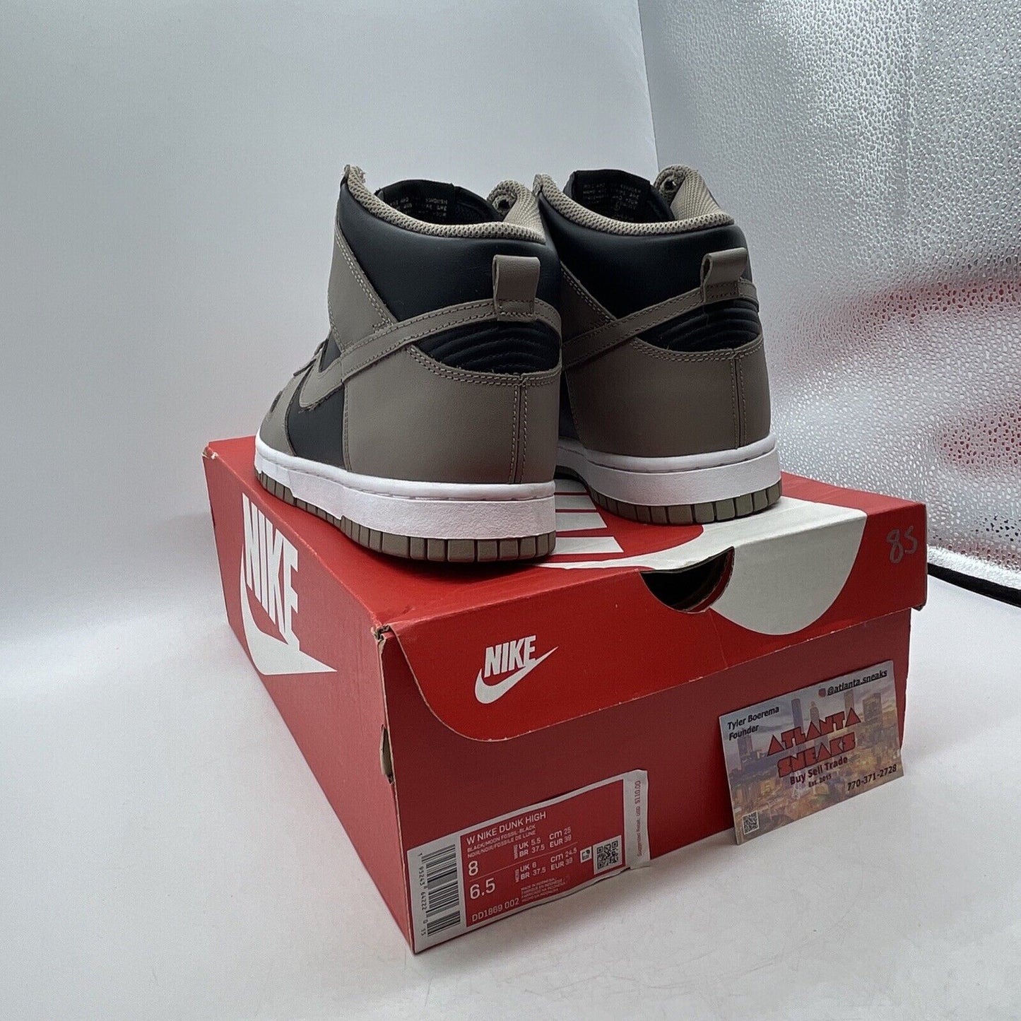 Size 8W - Nike Dunk High Moon Fossil Black Brown White Leather (DD1869-002)