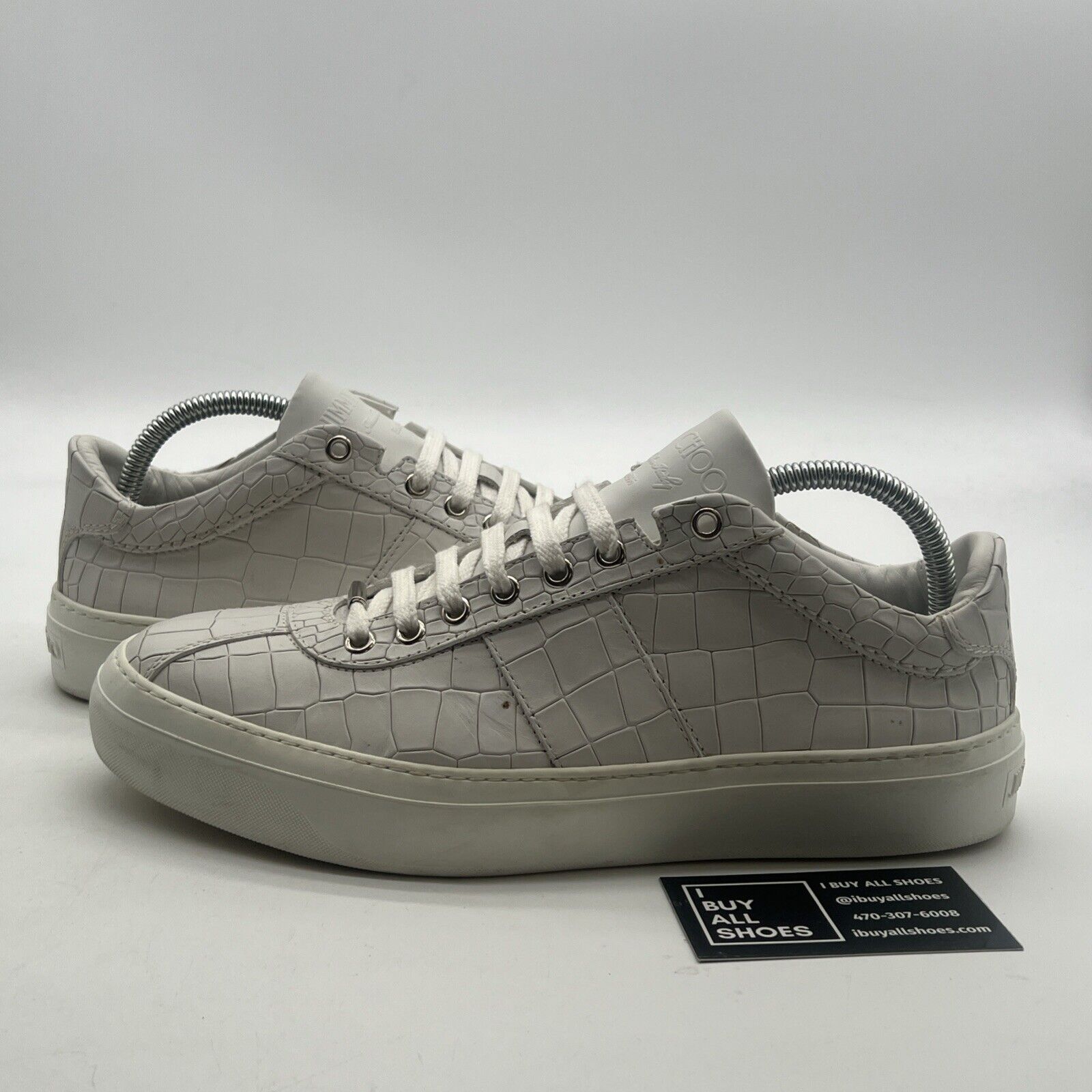 Size 9 - Jimmy Choo Portman White Leather Croc Sneakers Low