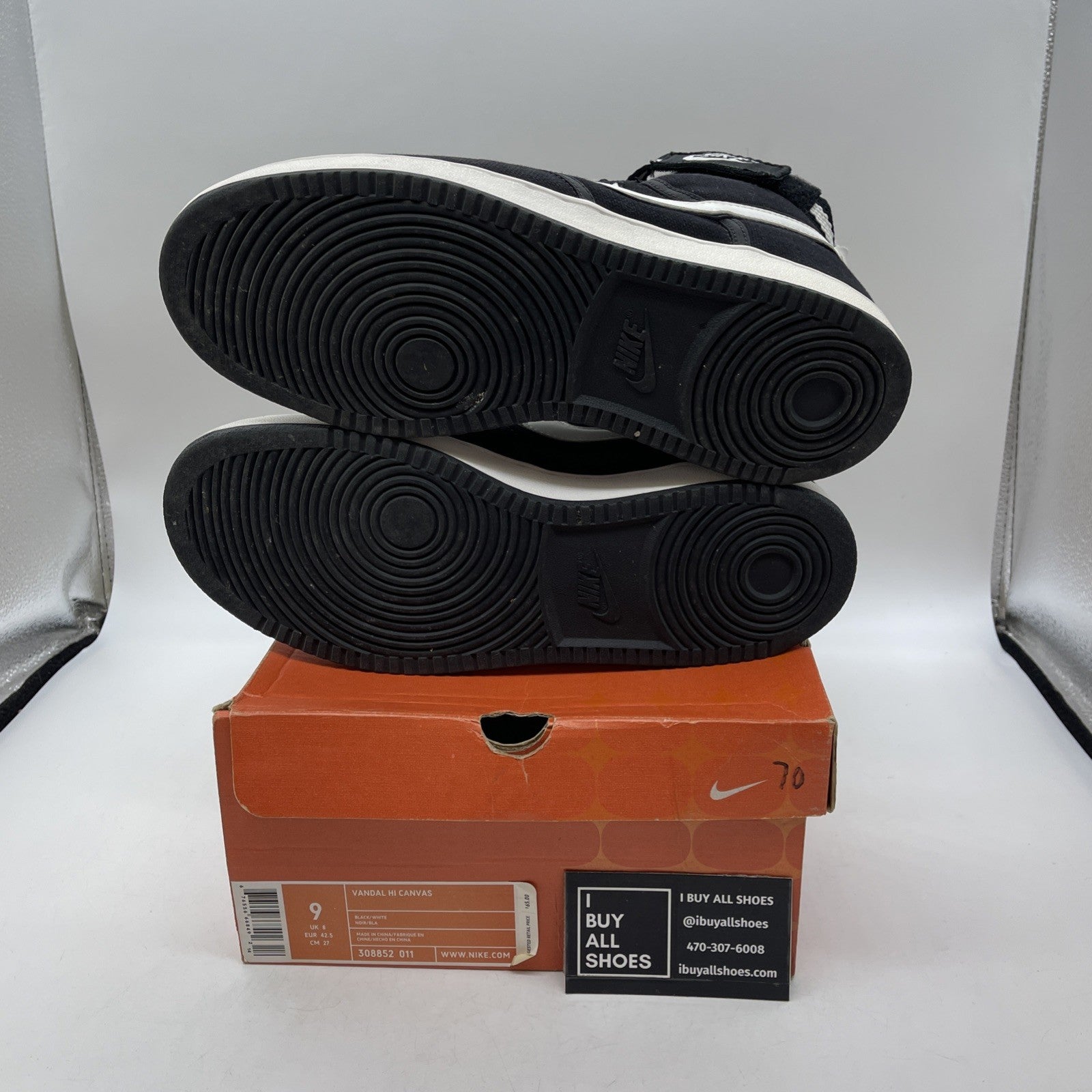 Size 9 - NIKE VANDAL CANVAS Black White Suede Leather (308852-011)