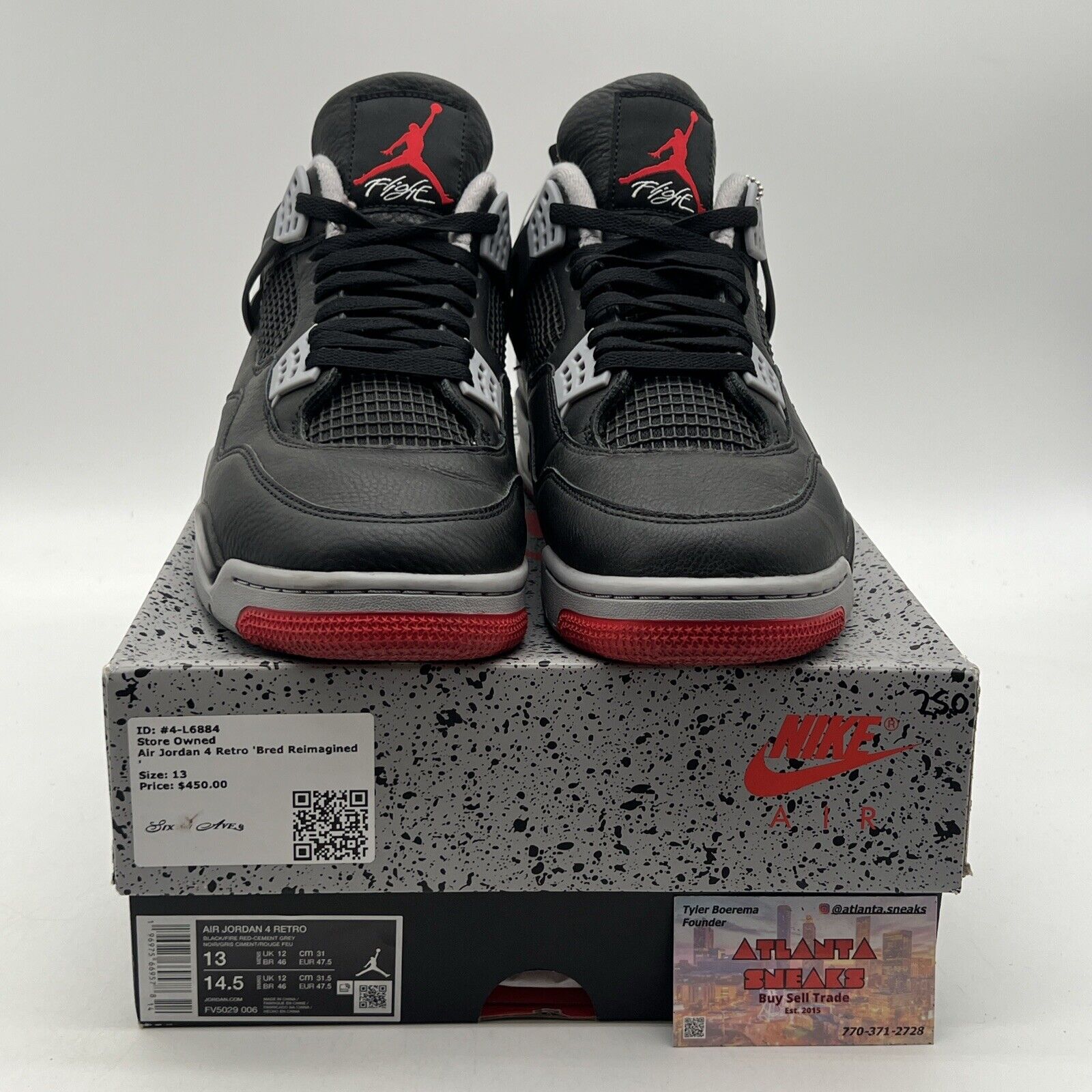 Size 13 - Air Jordan 4 Retro Bred Reimagined Black White Red (FV5029-006)