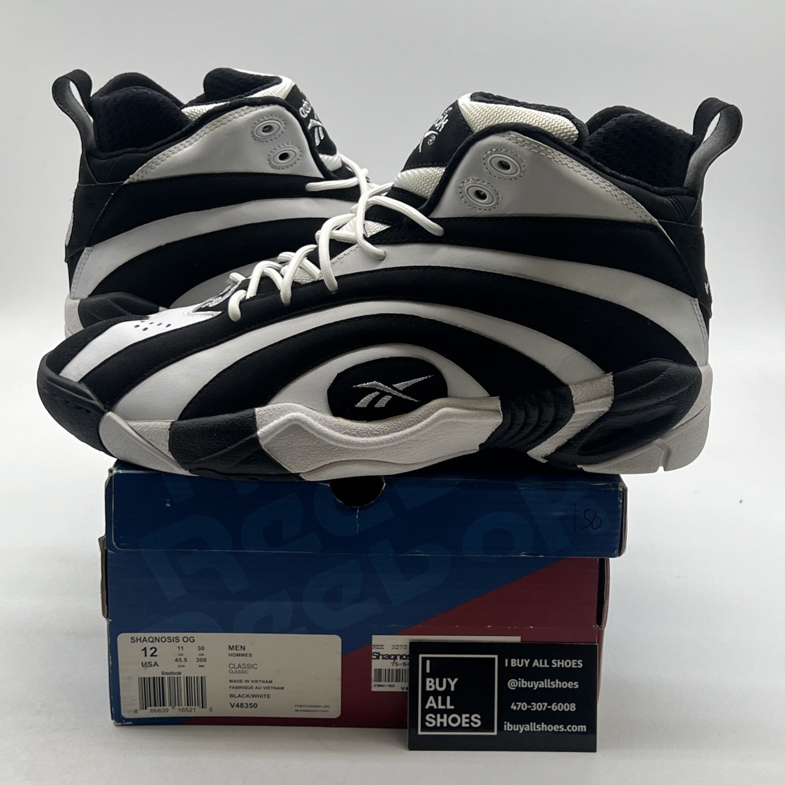 Size 12 - Reebok Shaqnosis OG Black White (V48350)