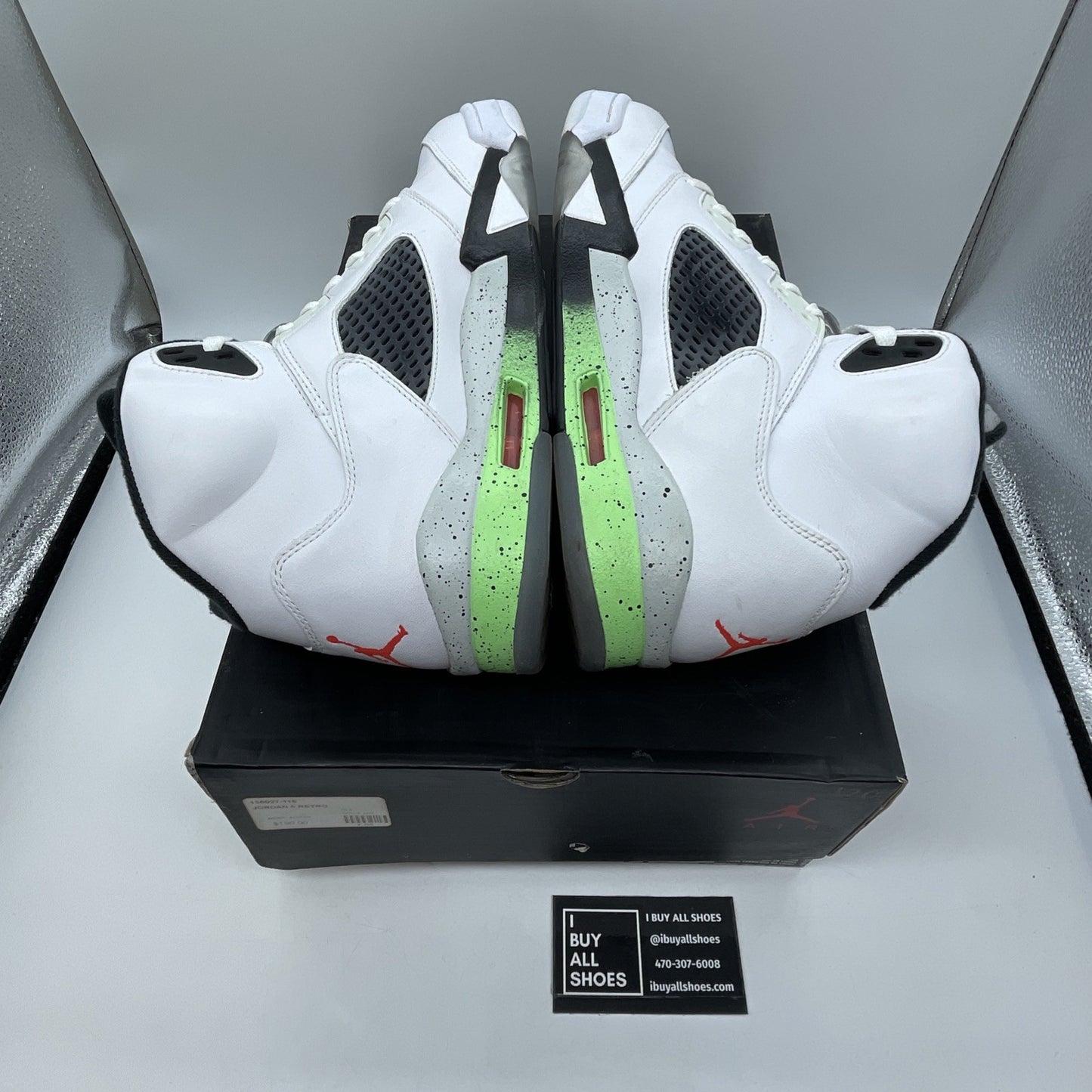 Size 10.5 - Air Jordan 5 Retro Pro Stars White Black Green Leather (136027-115)