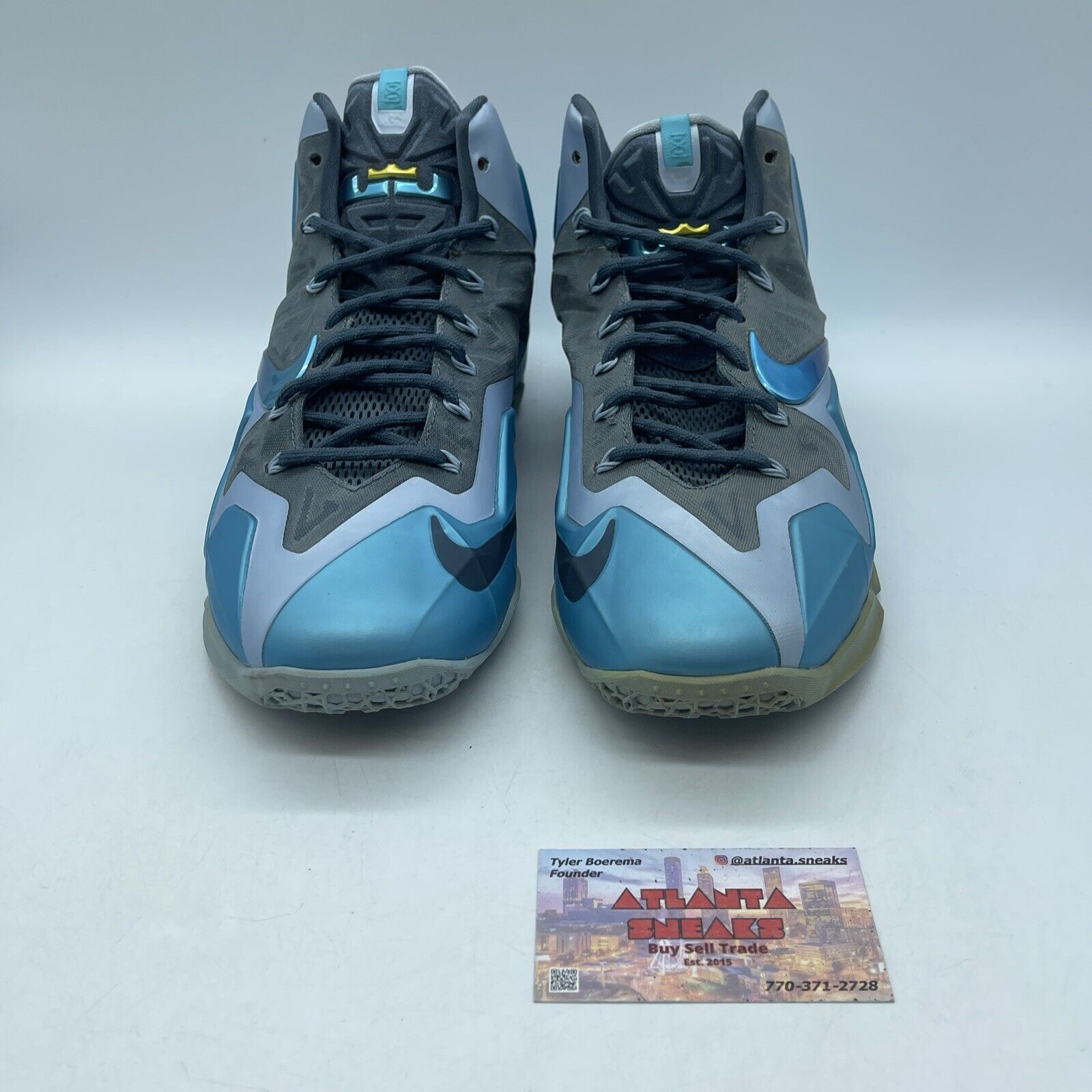 Size 10 - Nike LeBron 11 Armory Slate Blue Grey Black Leather (616175-401)