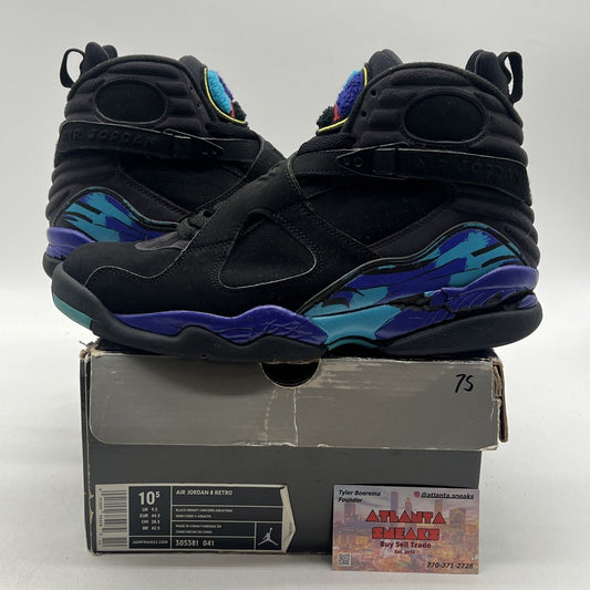 Size 10.5 - Air Jordan 8 Retro 2007 Aqua Purple Blue Suede (305381-041)