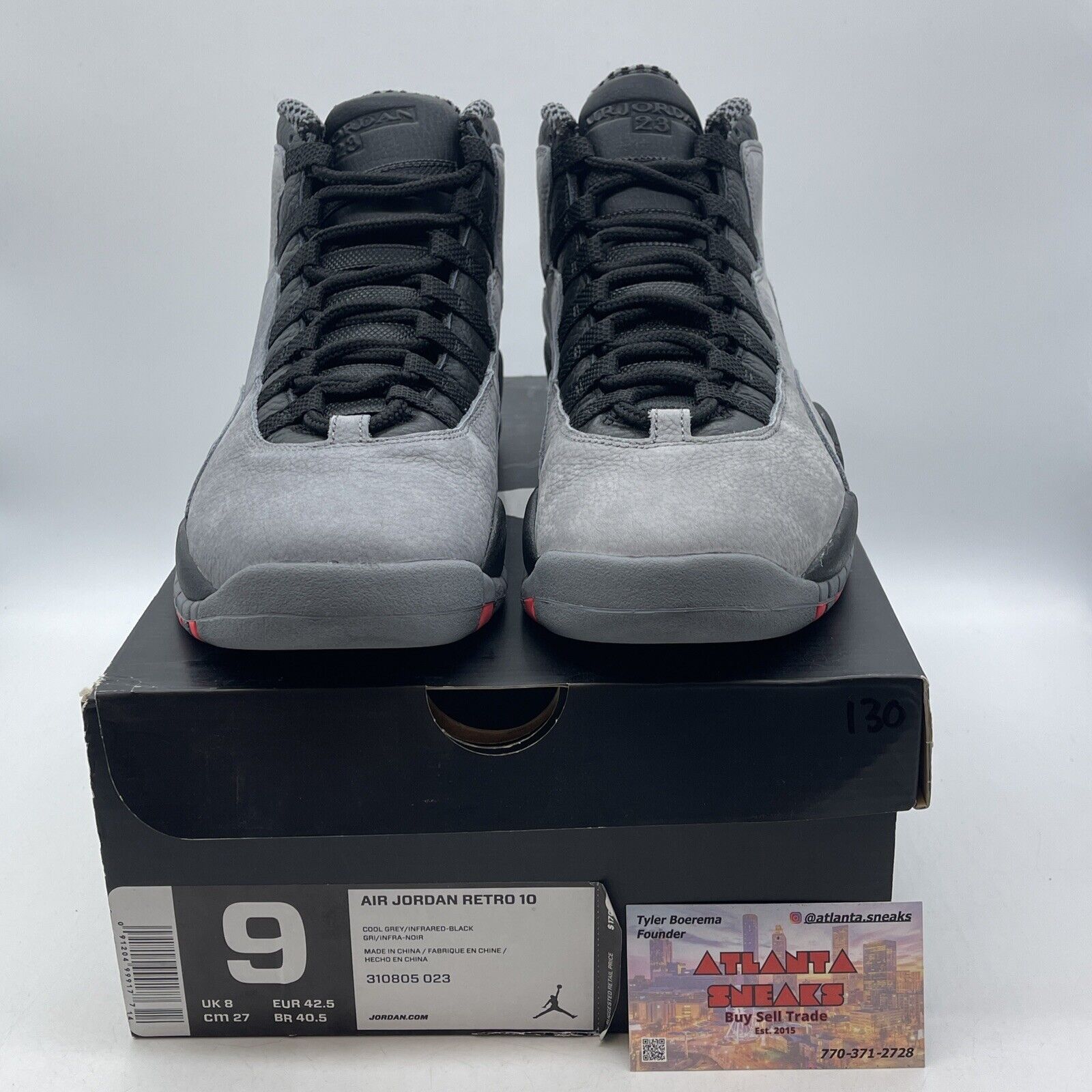 Size 9 - Air Jordan 10 Retro Cool Grey Suede Black Orange Leather (310805-023)