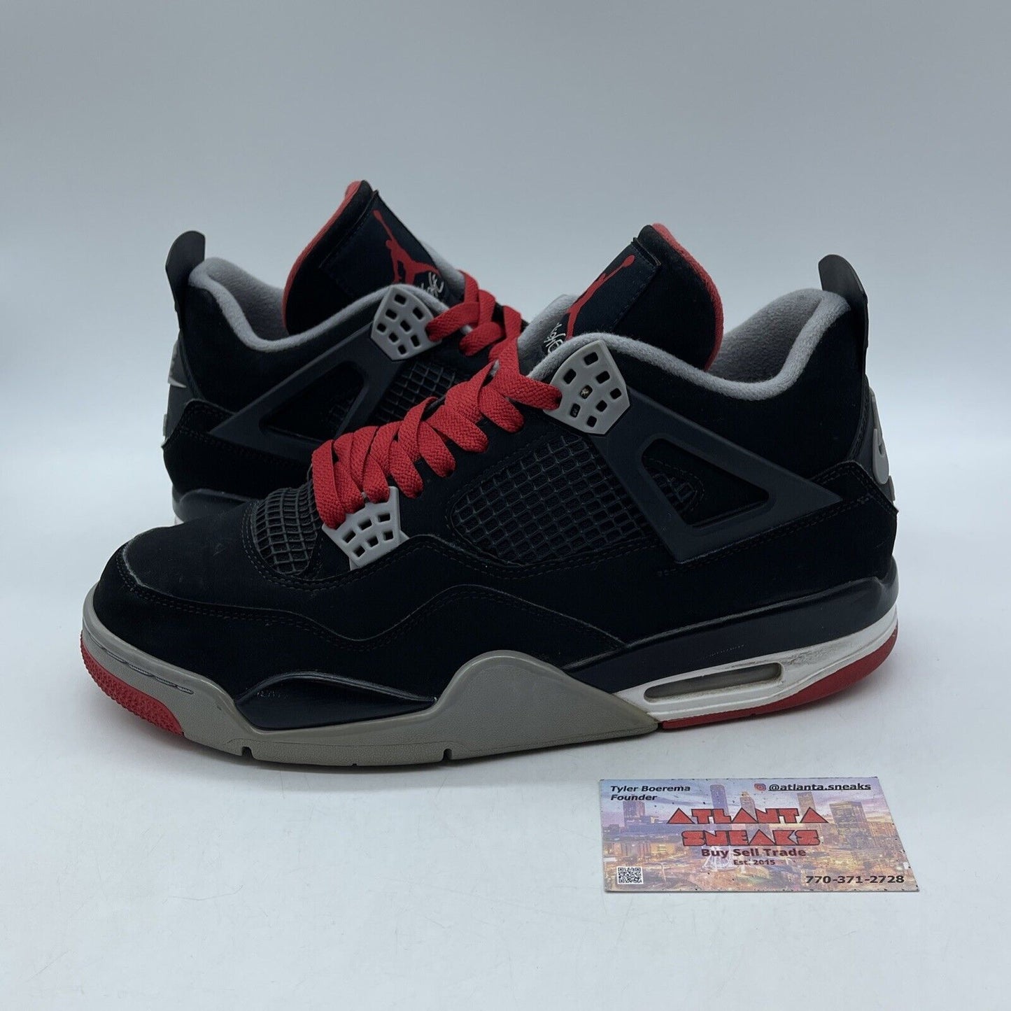 Size 10 - Jordan 4 Retro OG Mid Bred 2019 Black Suede Leather (308497-060)