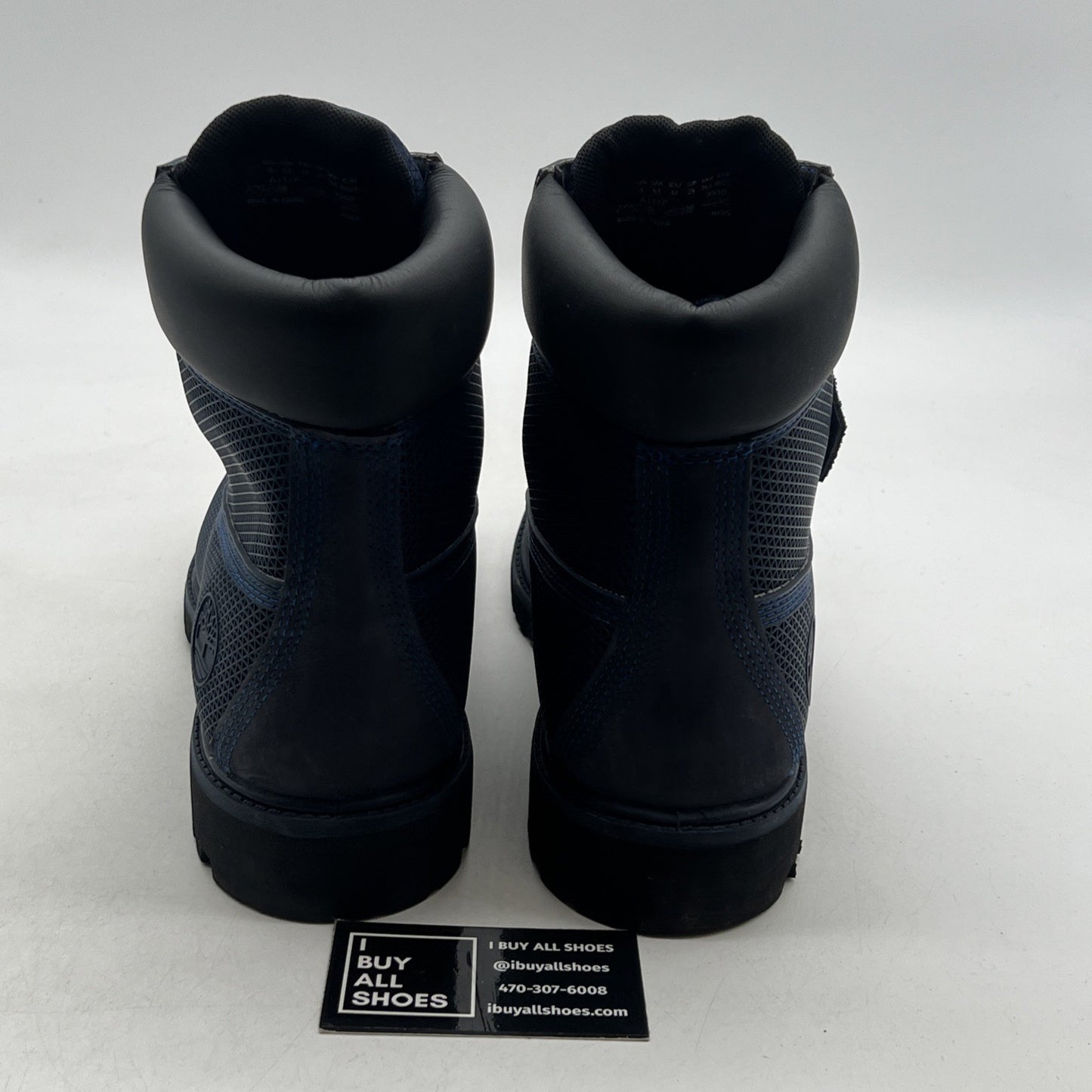 Size 10 - Timberland Fabric Mesh Navy Blue Lace Up High Top Boots Leather Blue