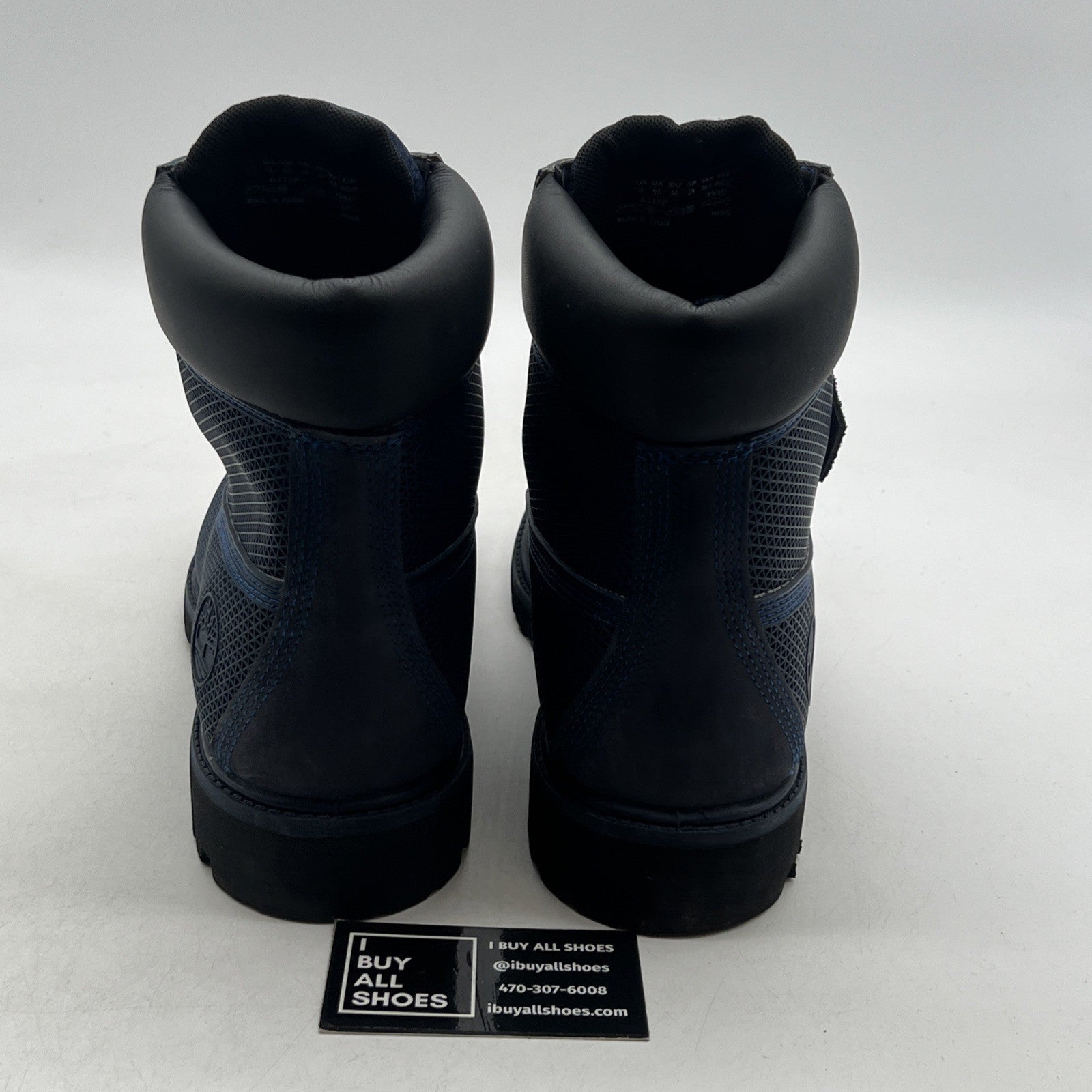 Size 10 - Timberland Fabric Mesh Navy Blue Lace Up High Top Boots Leather Blue
