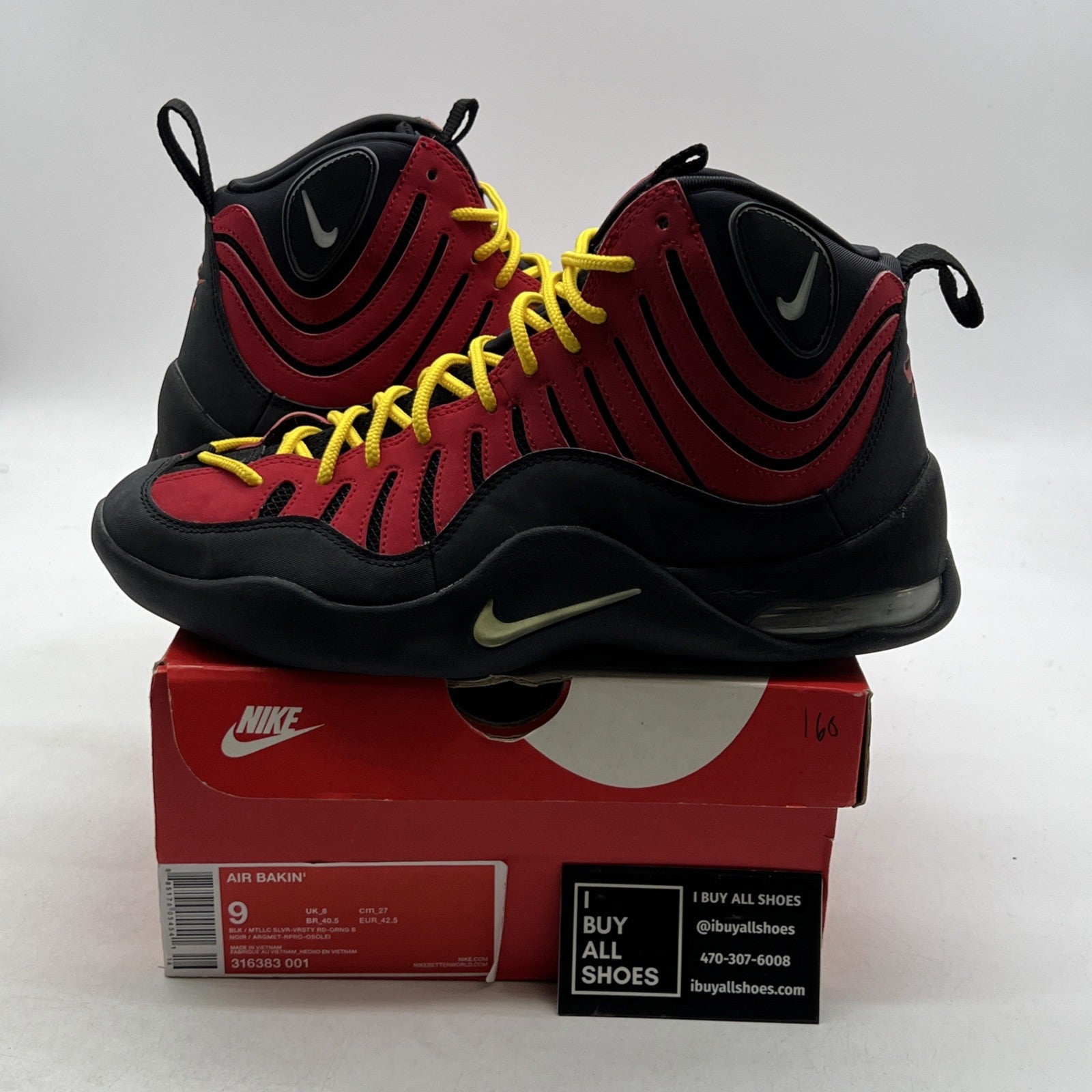 Size 9 - Nike Air Bakin 2013 Black Red (316383-001)